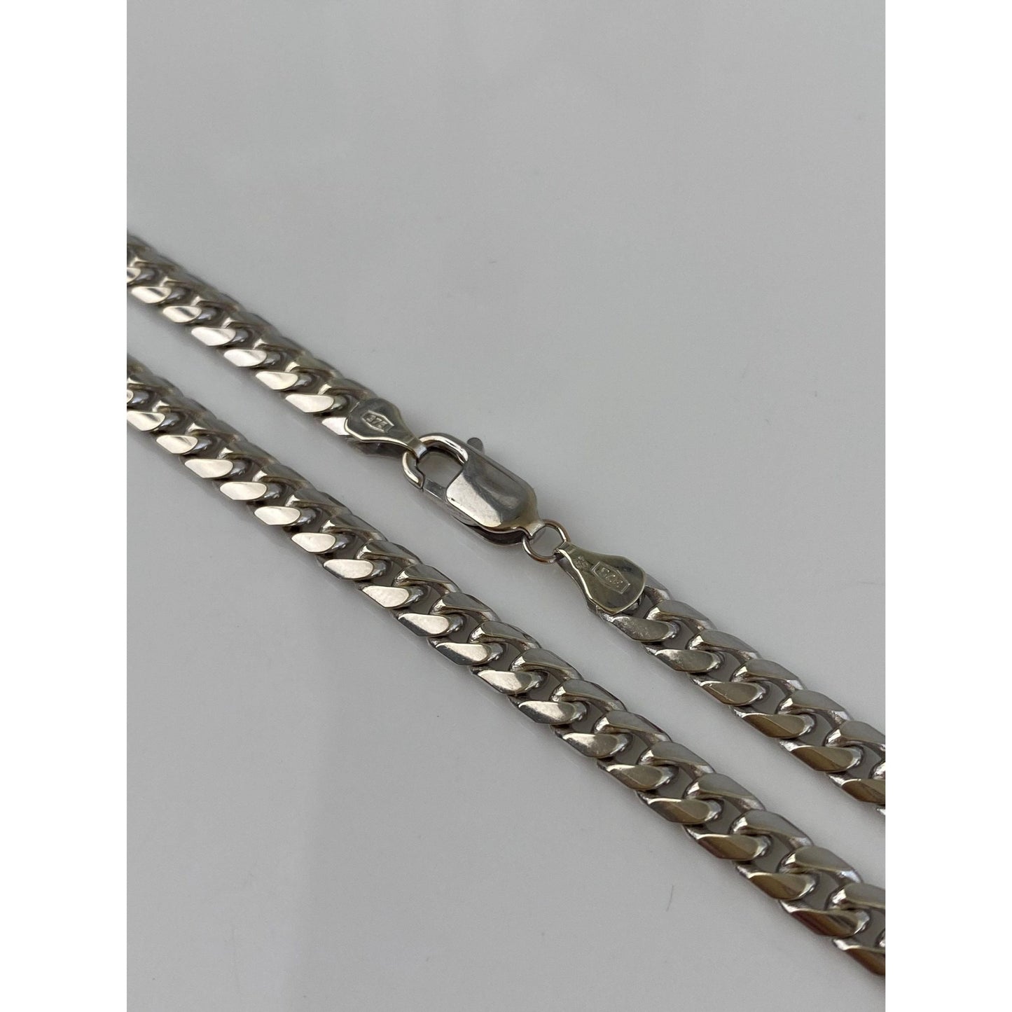 Vintage Solid 9k White Gold Curb Chain Necklace - 20.25 inches