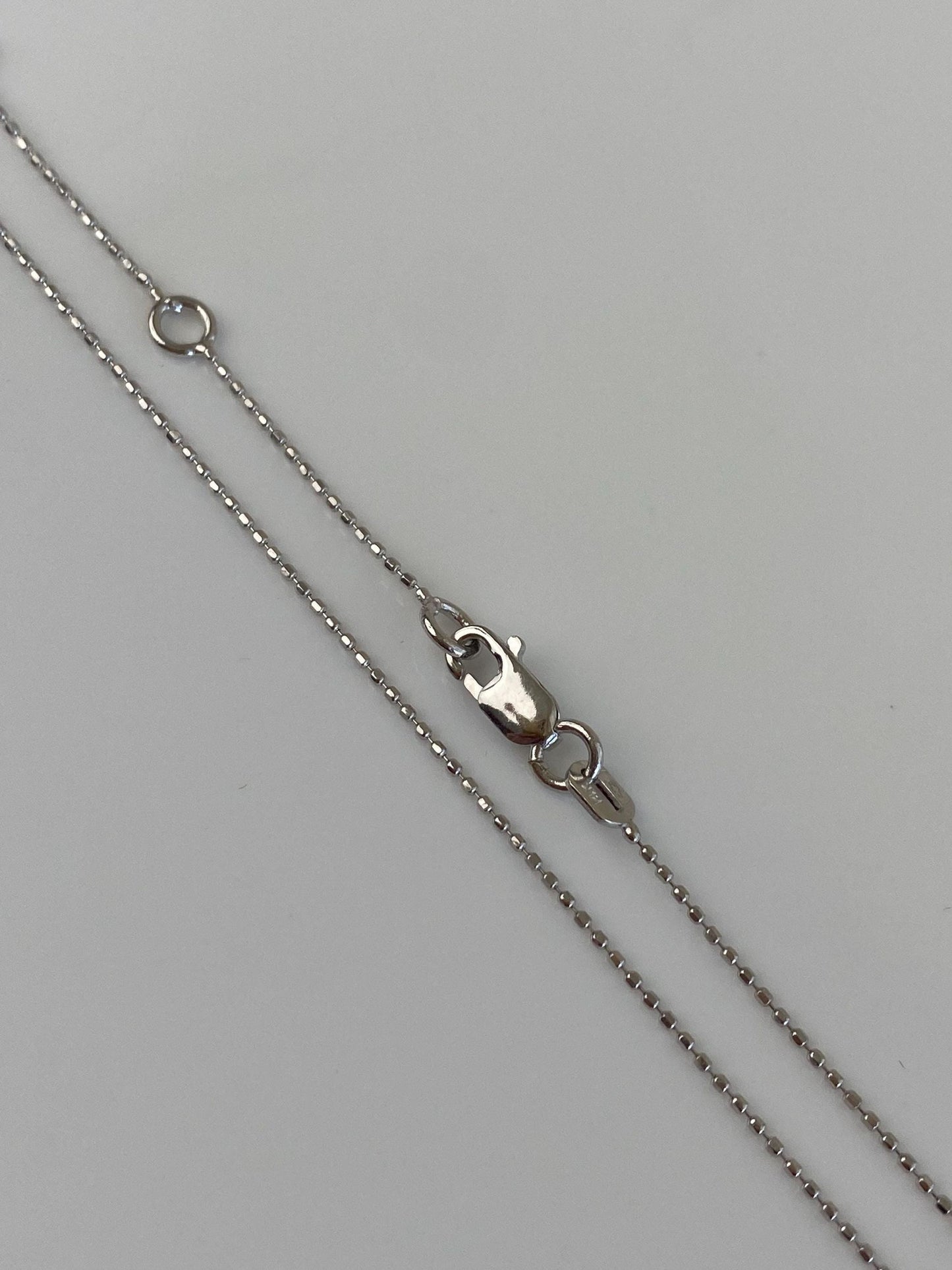 Vintage Solid 14k White Gold Dainty Ball Chain Necklace - 18 inches