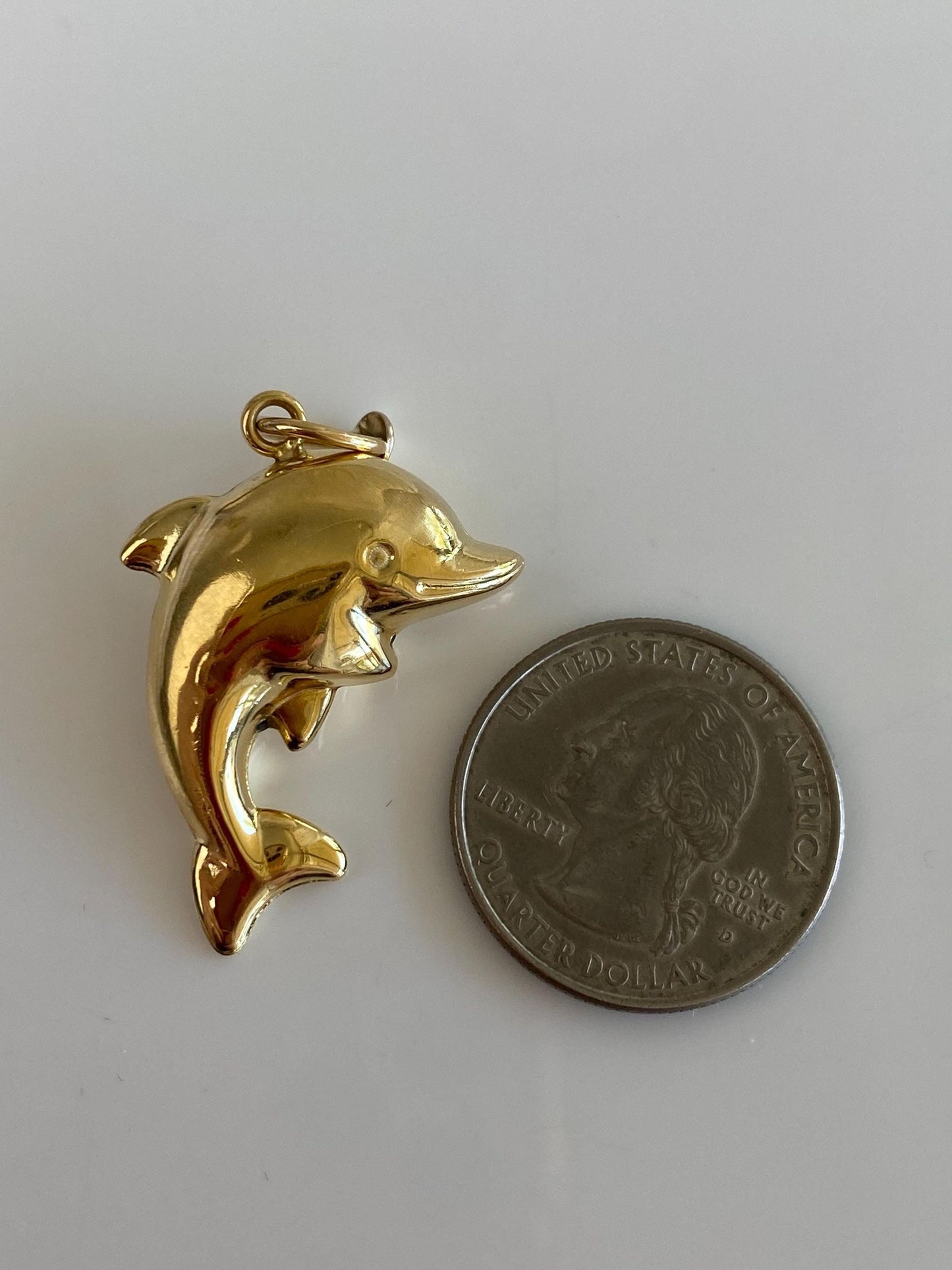 Vintage 18k Yellow Gold Puffy Dolphin Charm