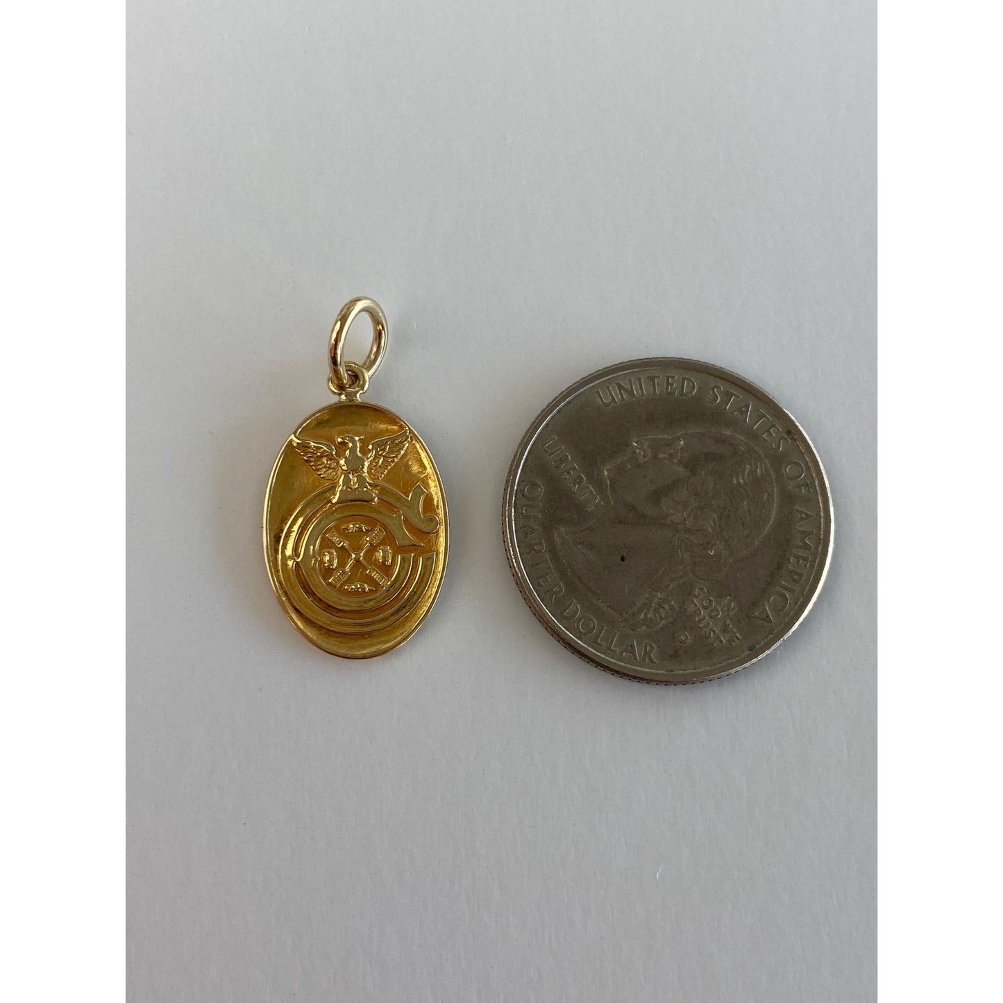 Vintage Solid 14k Yellow Gold Military Eagle Cufflink Conversion Charm