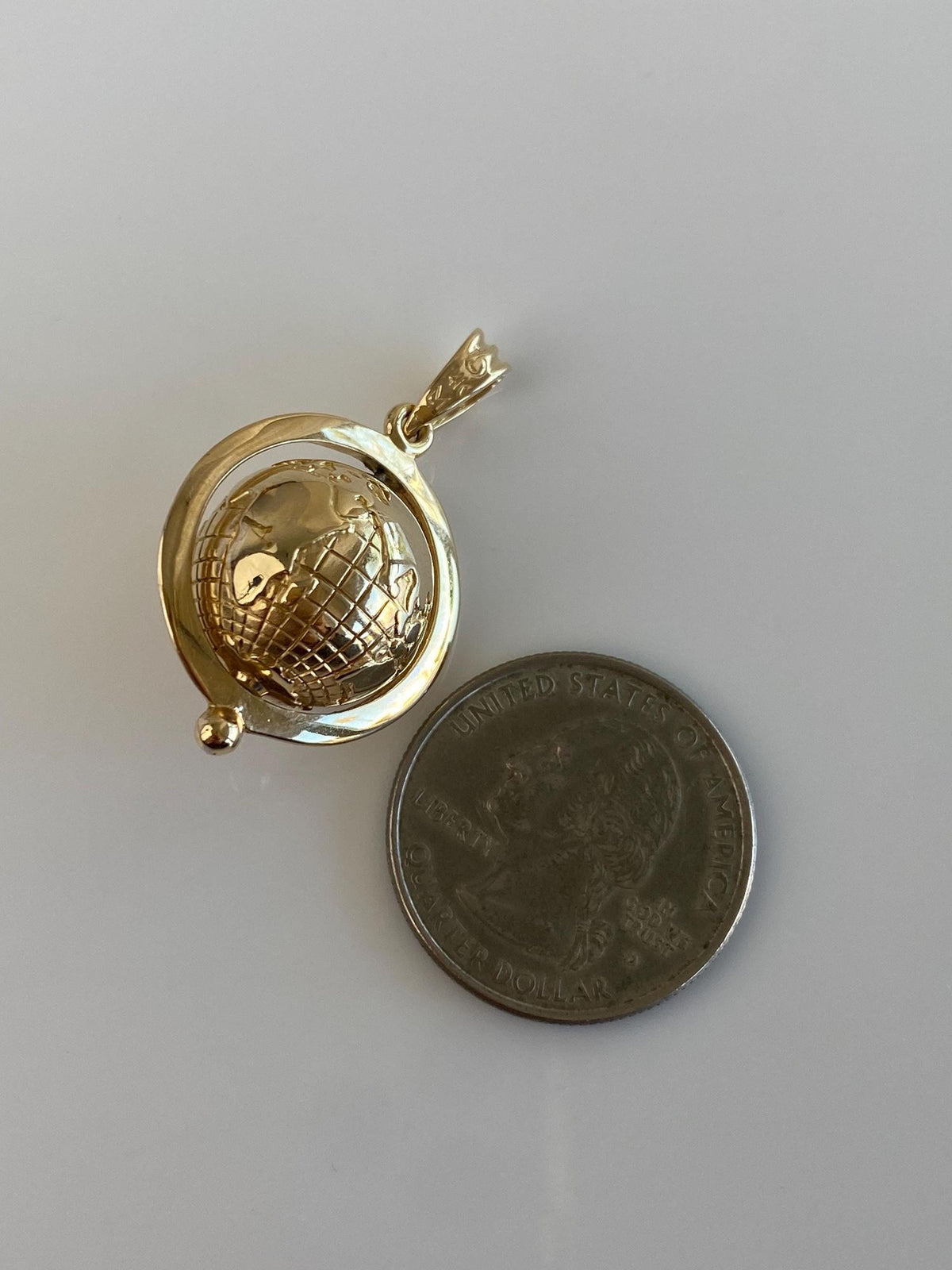 Vintage 14k Yellow Gold Articulated Diamond Globe Charm