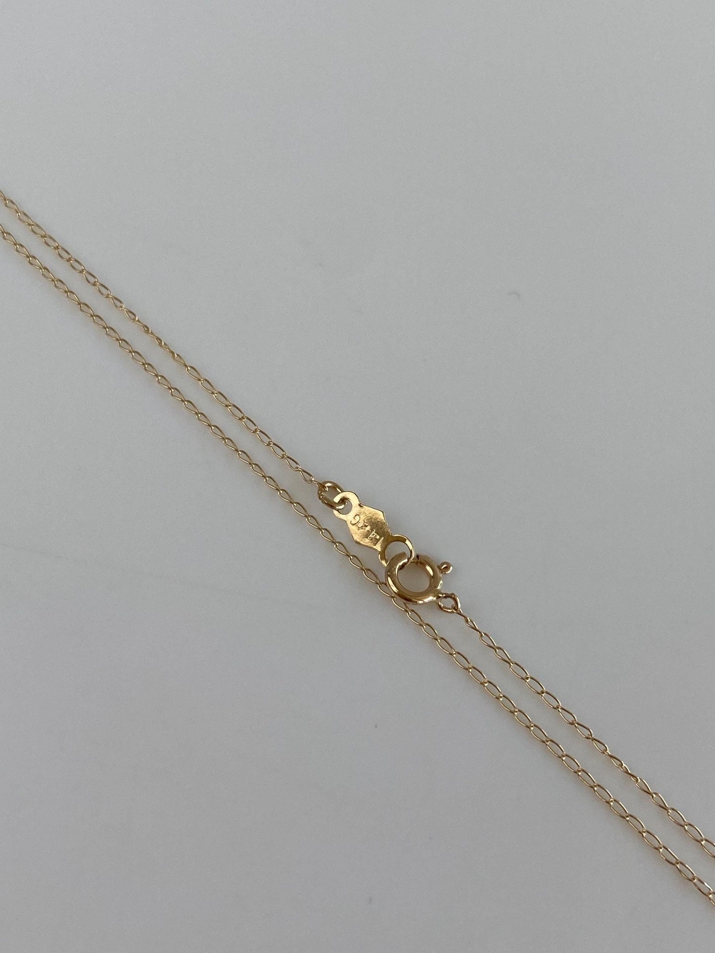 Vintage Solid 14k Yellow Gold Dainty Elongated Curb Chain Necklace - 16 inches