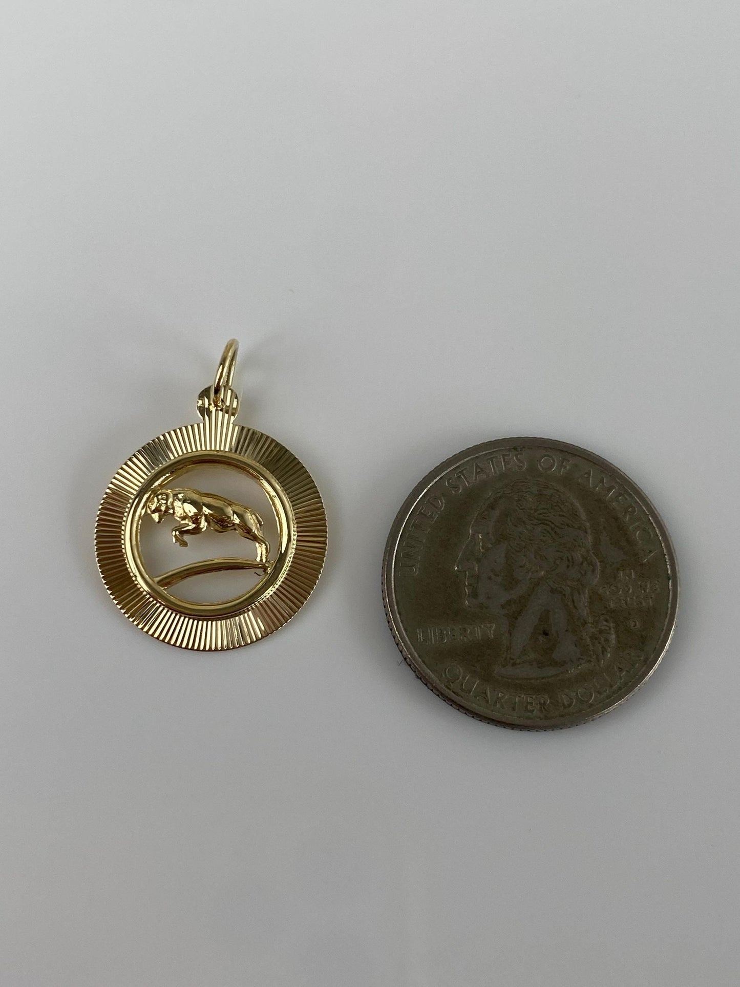 Vintage Solid 14k Yellow Gold Engine Turned Ram Charm