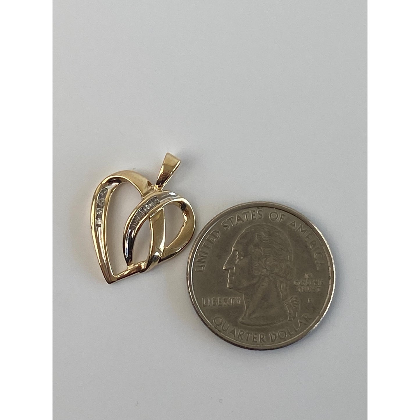 Vintage Solid 10k Yellow Gold Diamond Heart Charm