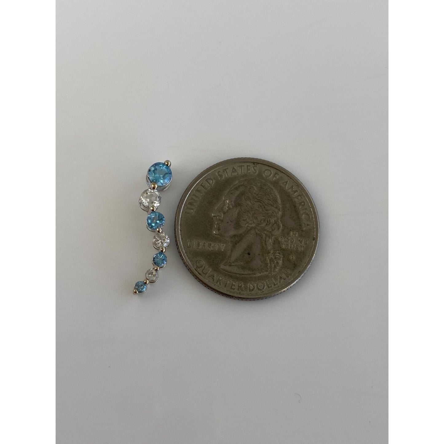 Vintage Solid 10k White Gold Clear & Blue Quartz Charm