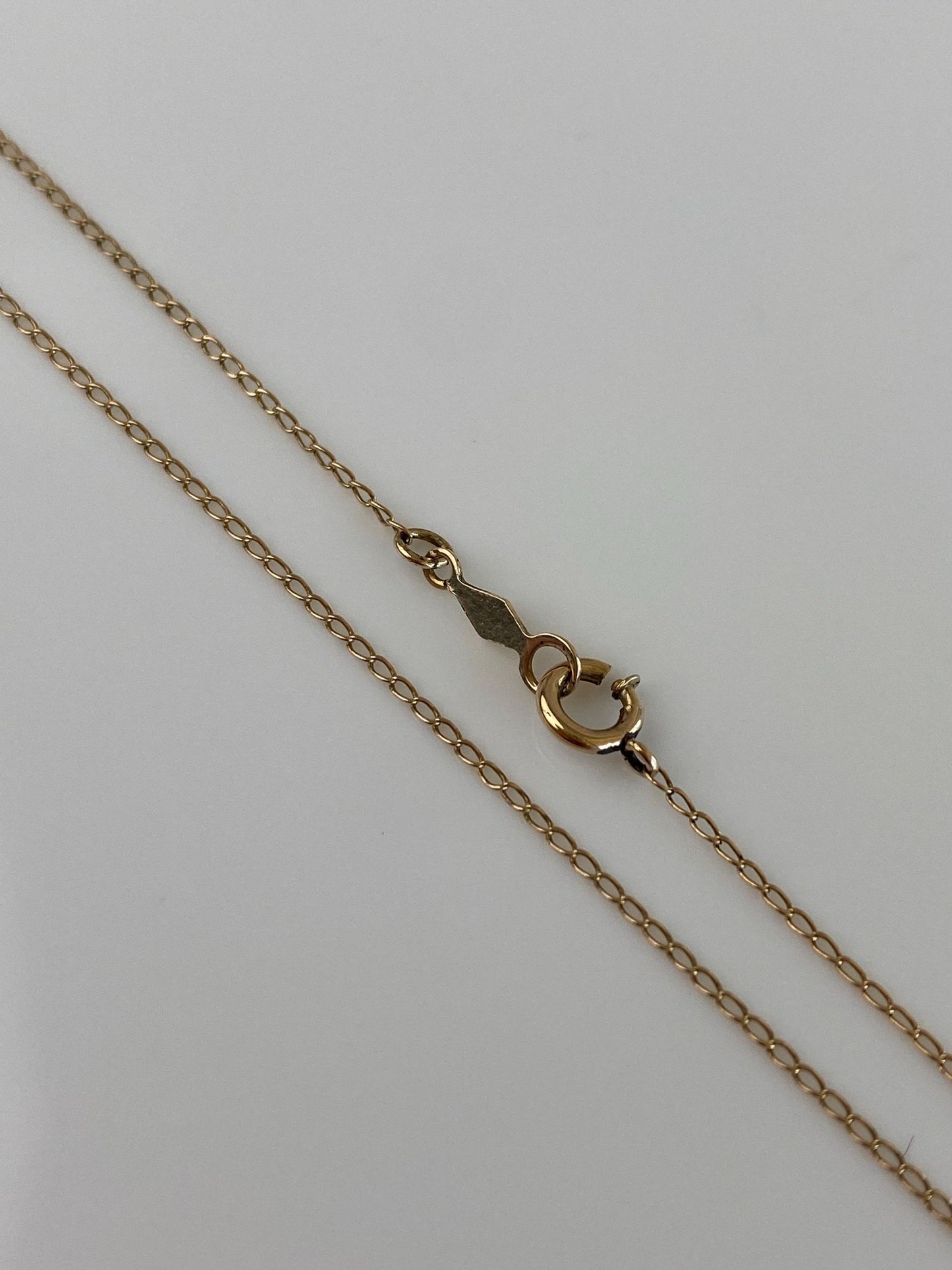 Vintage Solid 14k Yellow Gold Elongated Curb Chain Necklace - 16.75inches