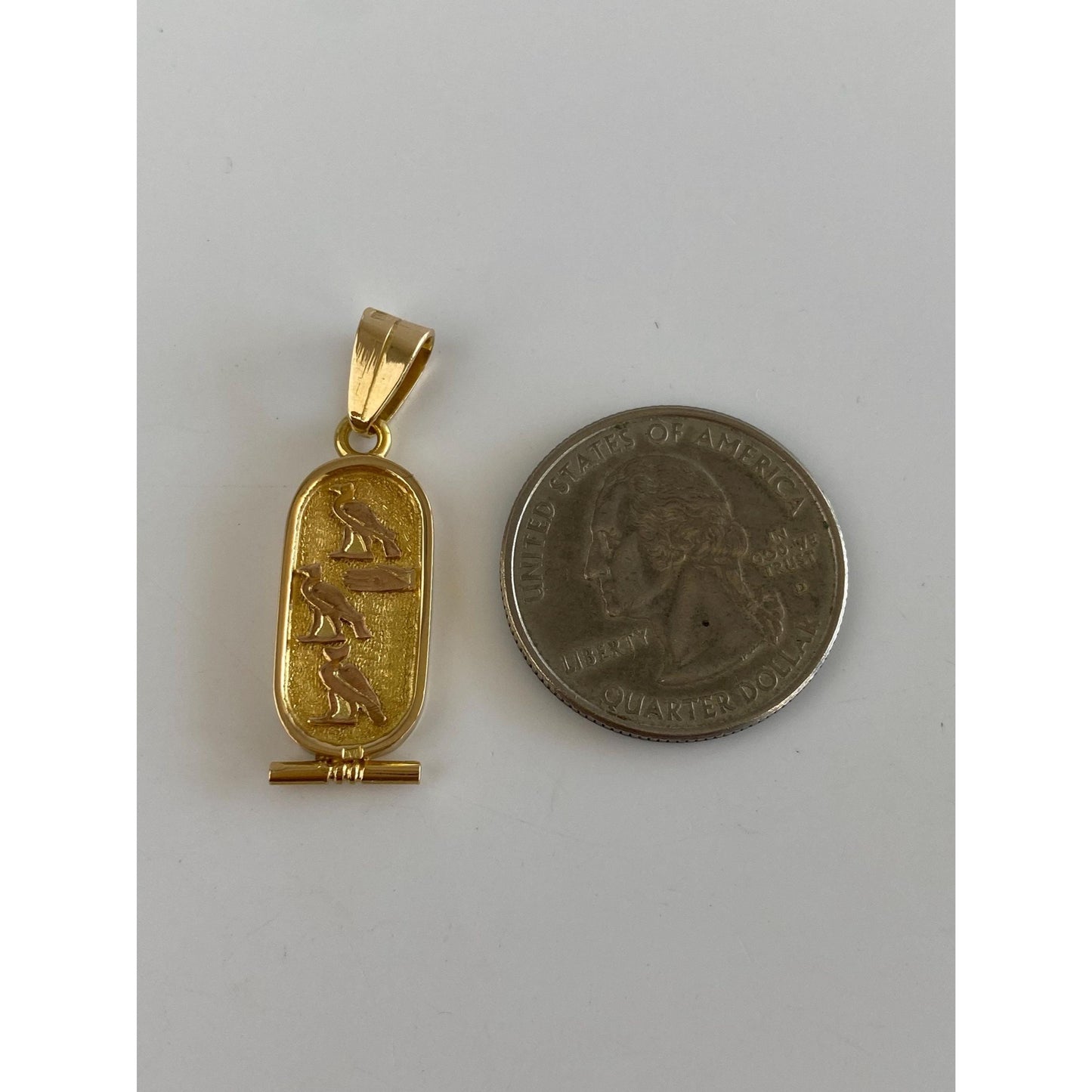 Vintage Solid 18k Yellow Gold Egyptian Cartouche Charm