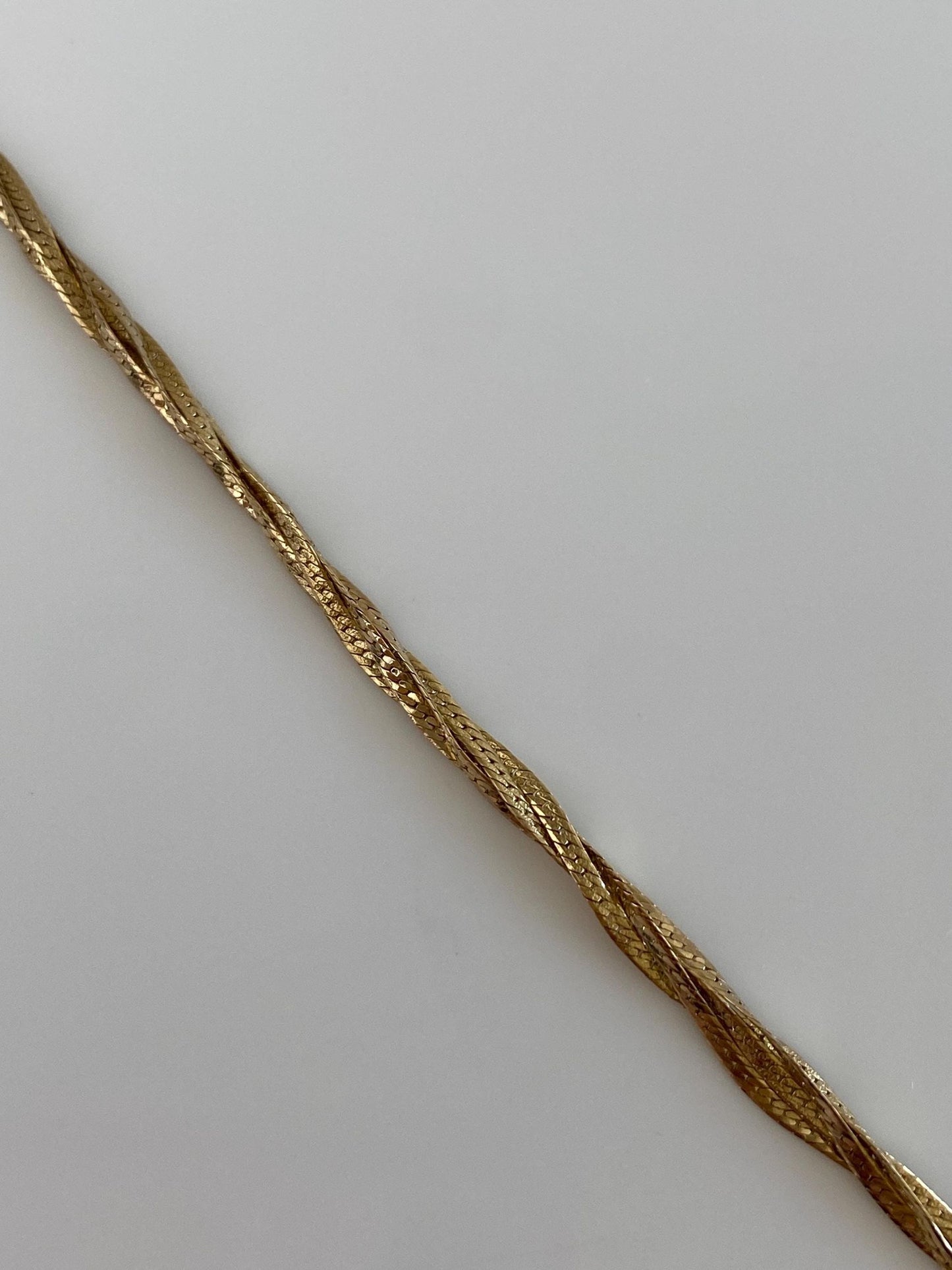 Vintage Solid 14k Yellow Gold Braided Twisted Chain Bracelet - 7 inches