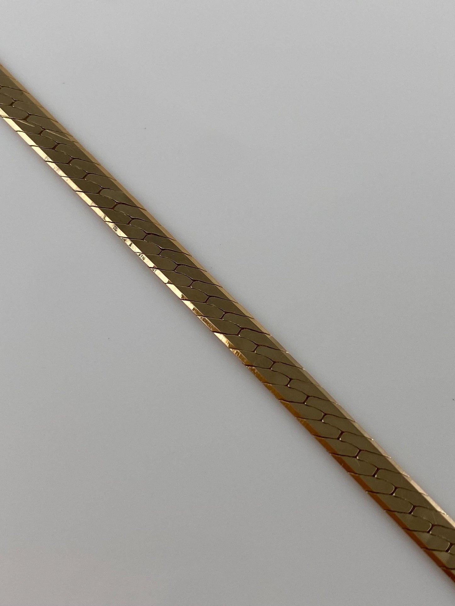 Vintage Solid 14k Yellow Gold Chunky Herringbone Chain Bracelet - 7.5 inches