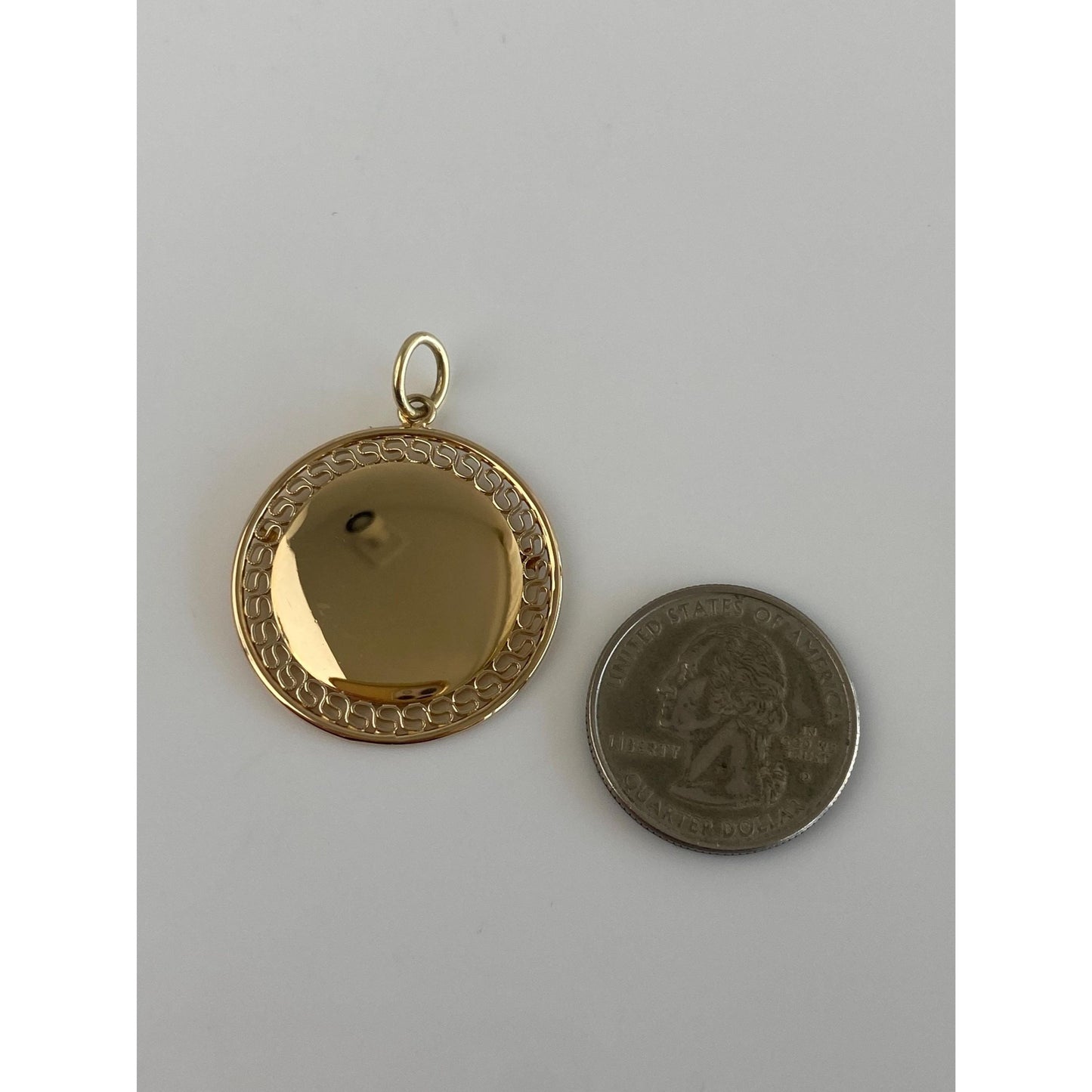 Vintage Solid 14k Large Open Work Border Charm