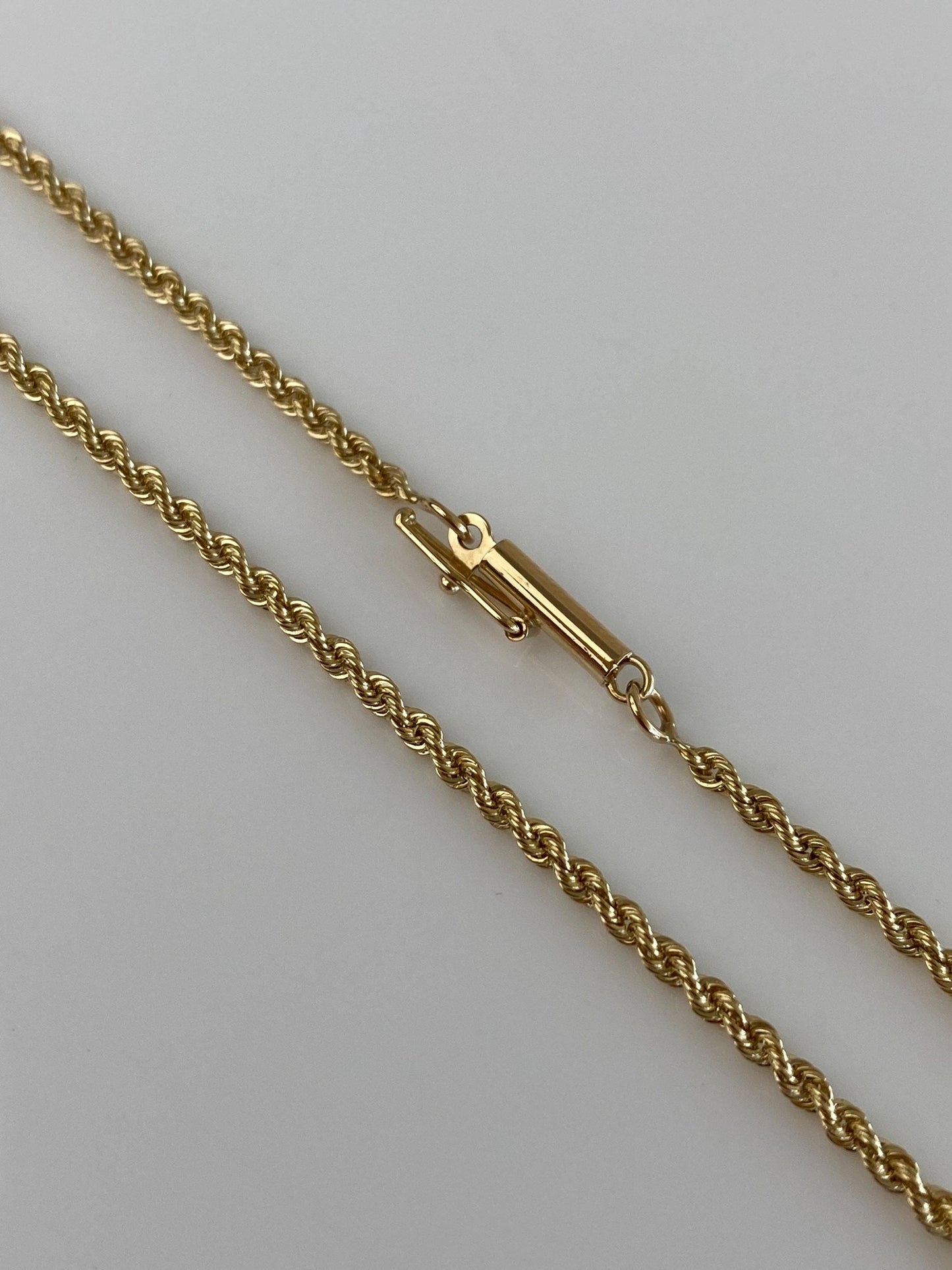 Vintage Solid 14k Yellow Gold Slim Rope Chain Necklace - 18.25 inches