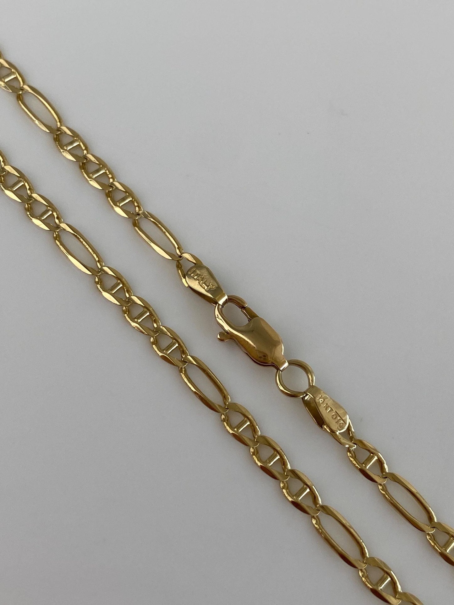 Vintage Solid 14k Yellow Gold Mariner Link Chain Necklace - 20 inches