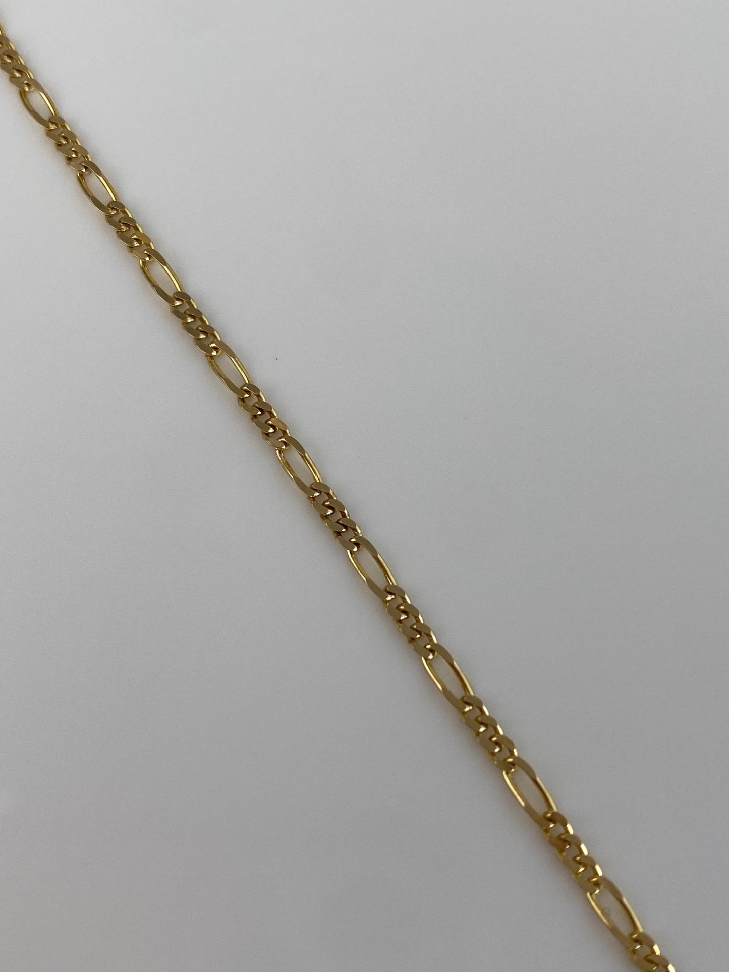 Vintage Solid 14k Yellow Gold Dainty Figaro Chain Bracelet - 7 inches