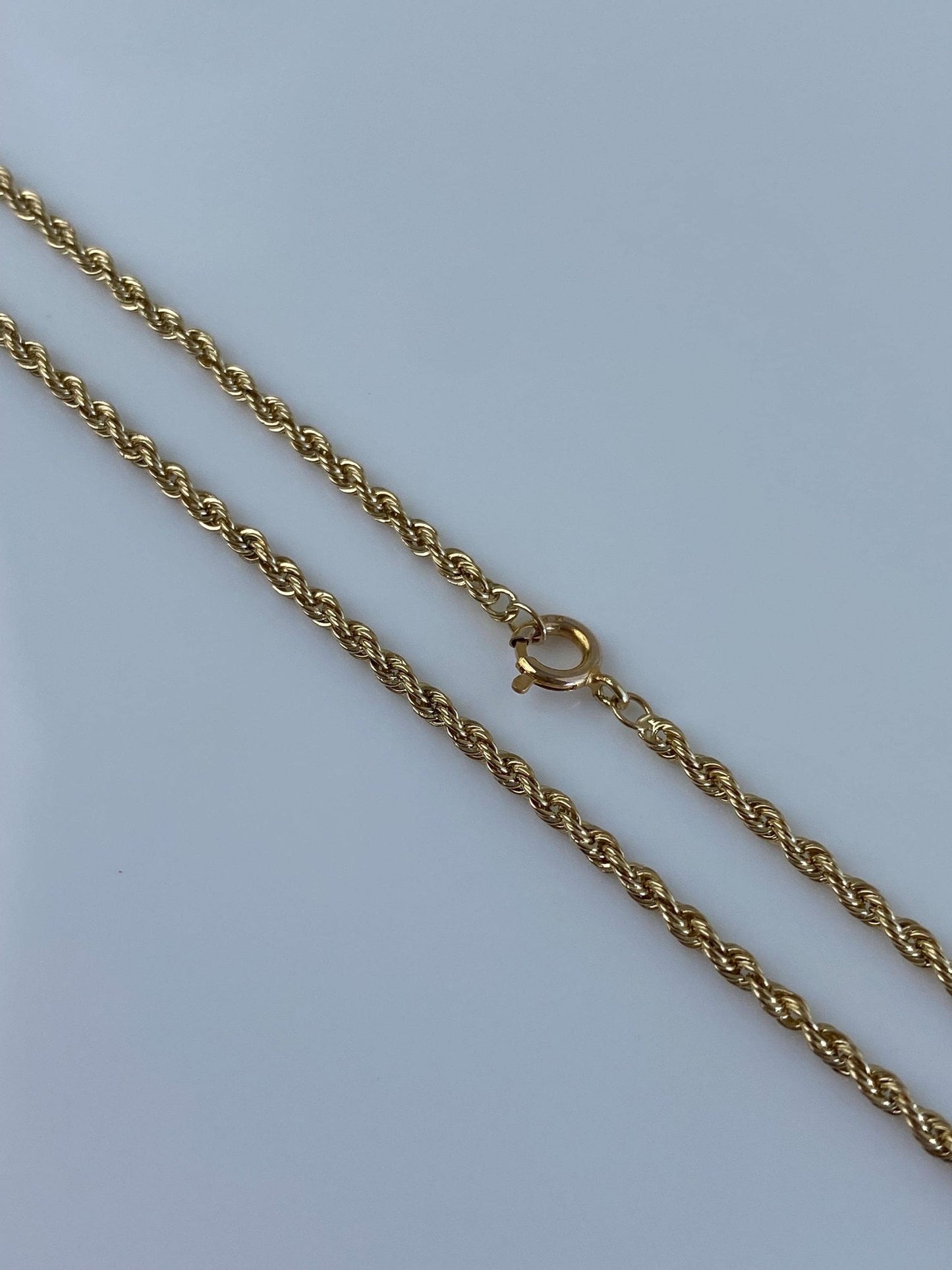 Vintage Solid 14k Yellow Gold Slim Rope Chain Necklace - 18.75 inches