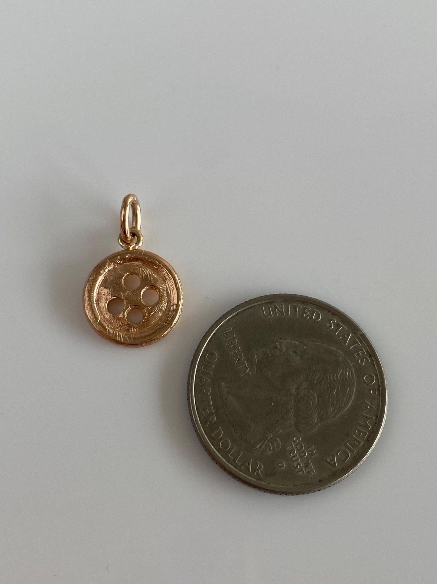 Vintage Solid 14k Rose Gold Button Charm