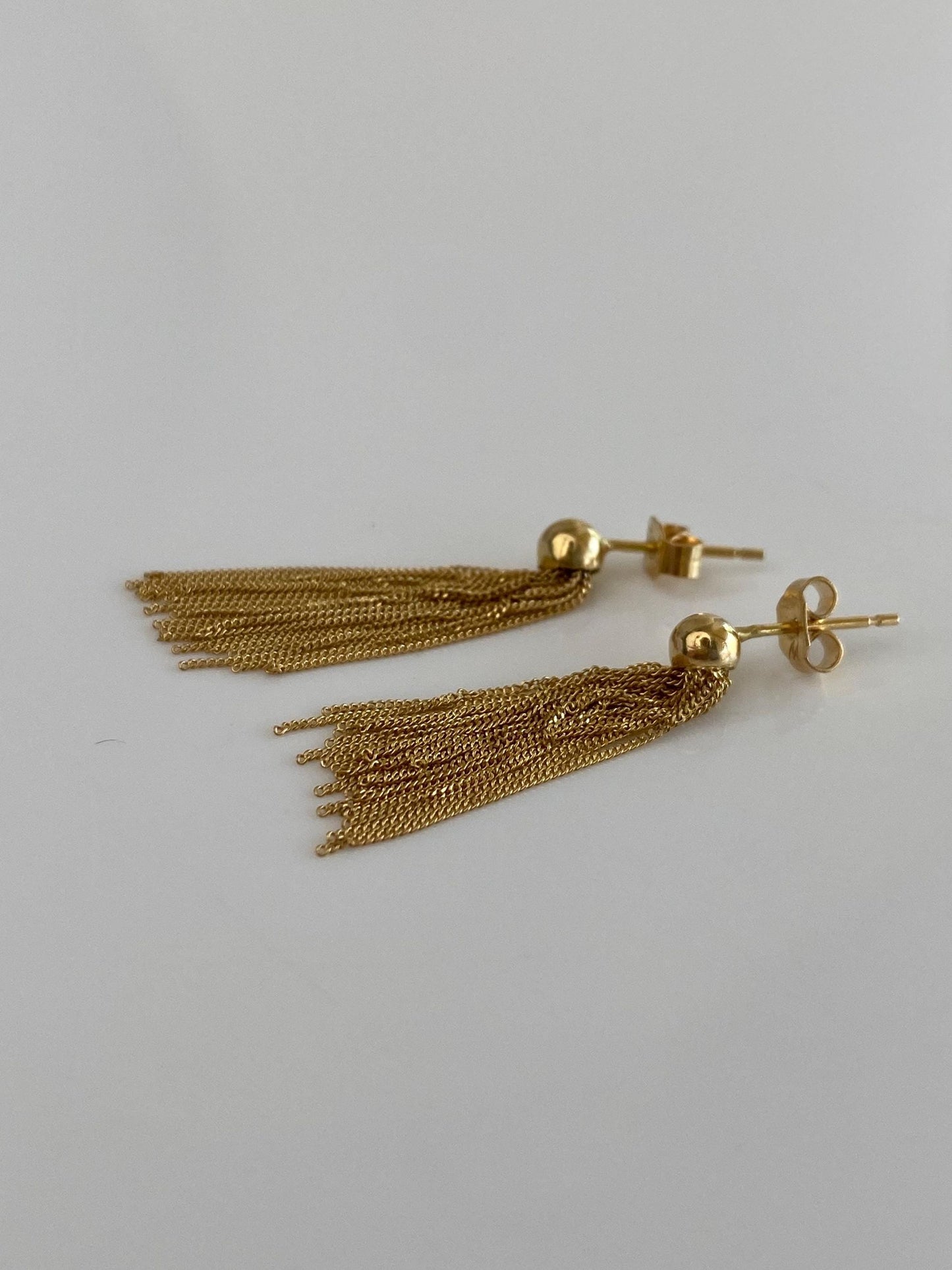 Vintage Solid 18k Yellow Gold Fringe Stud Earrings