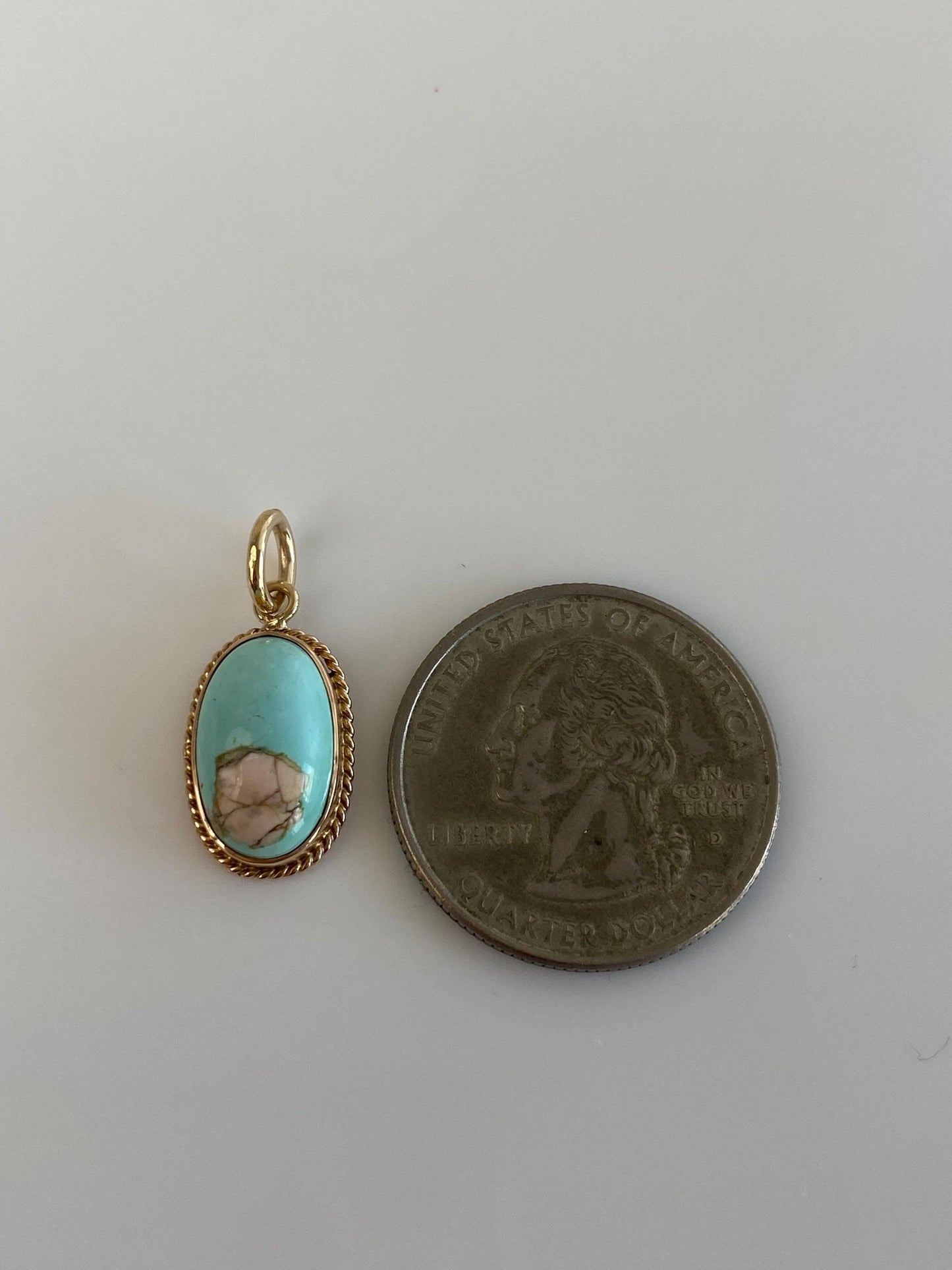 Vintage Solid 10k Yellow Gold Turquoise Stick Pin Conversion Charm