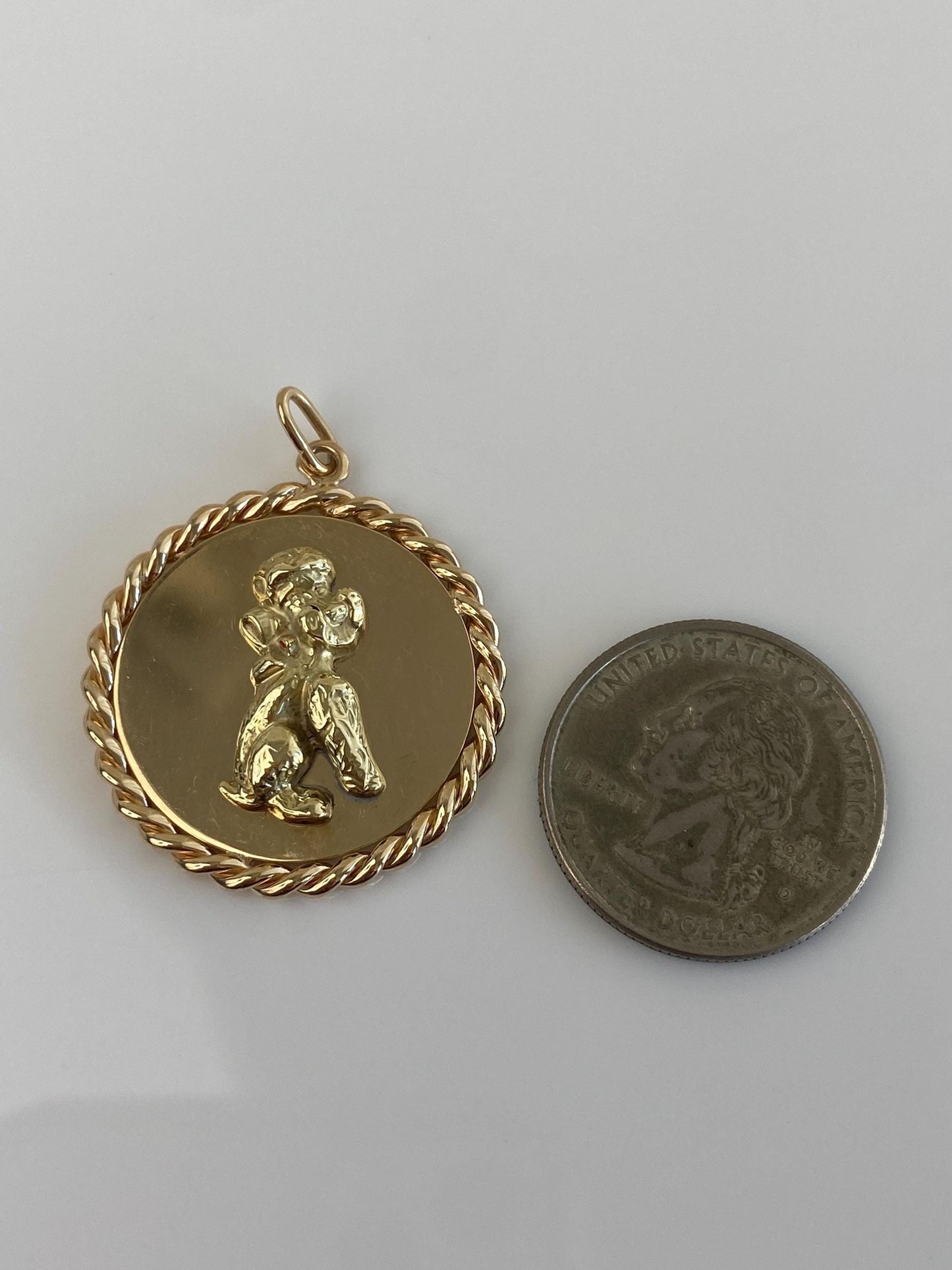 Vintage Solid 14k Yellow Gold Poodle Charm
