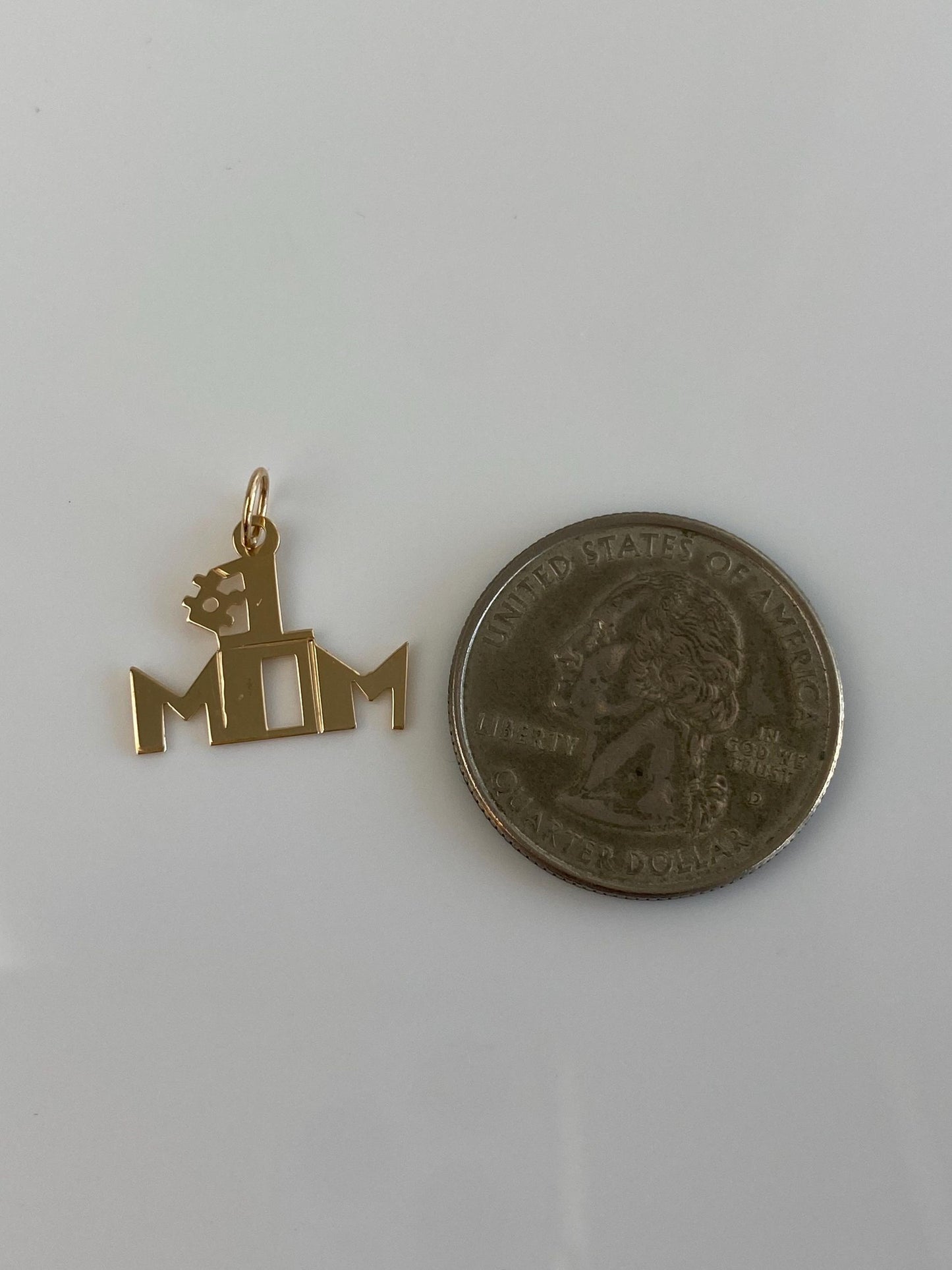 Vintage Solid 14k Yellow Gold #1 Mom Charm