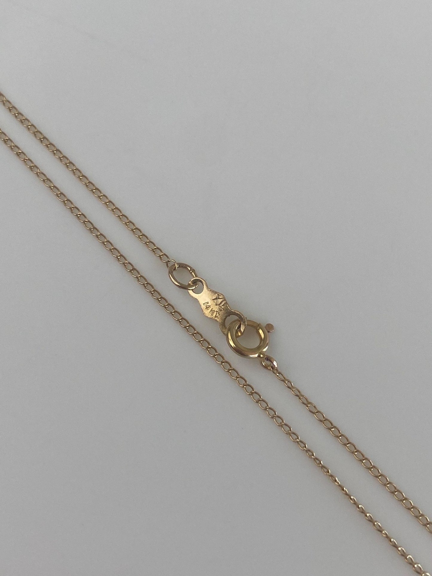 Vintage Solid 14k Yellow Gold Dainty Elongated Curb Chain Necklace - 15 inches