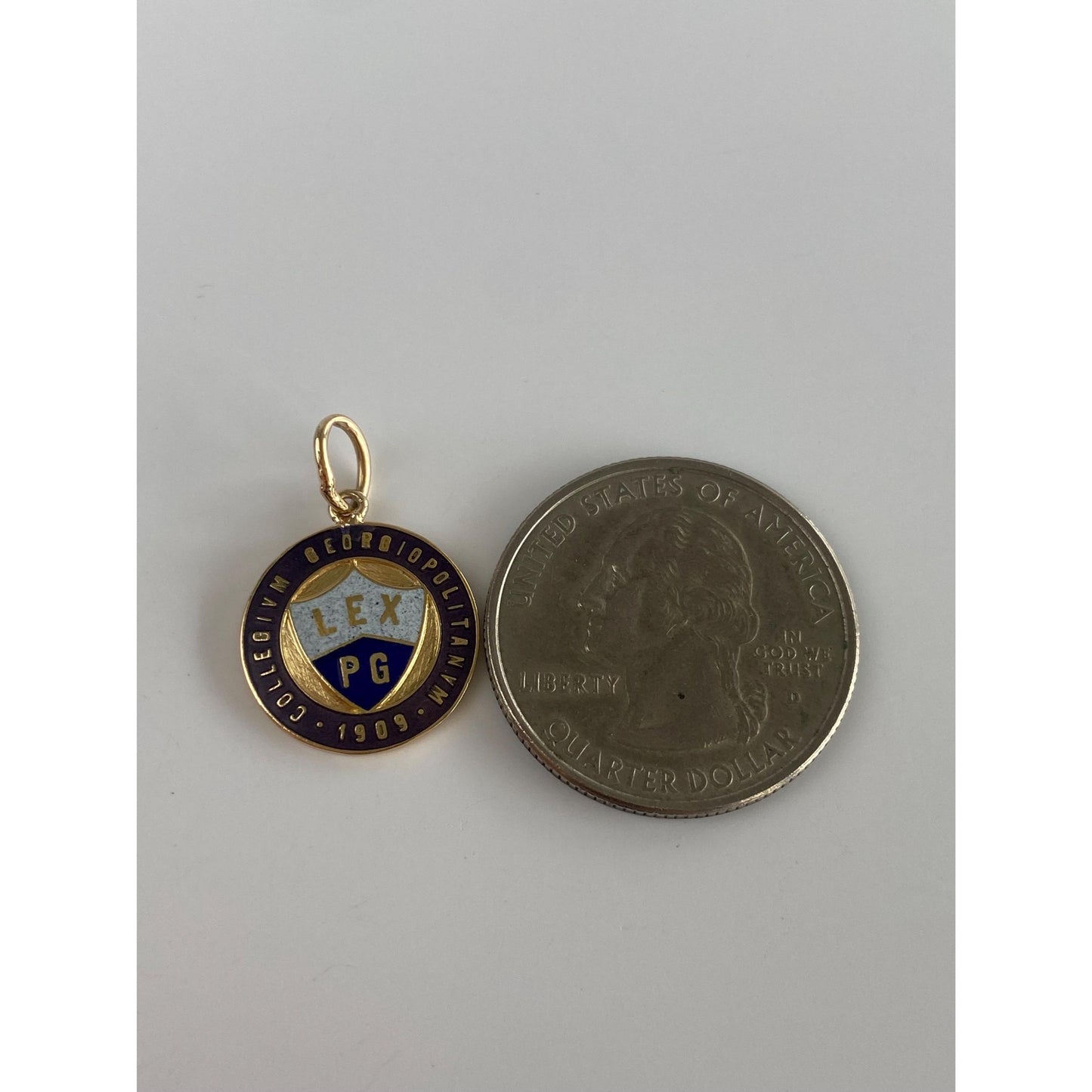 Vintage Solid 14k Yellow Gold Enamel Georgetown College Charm
