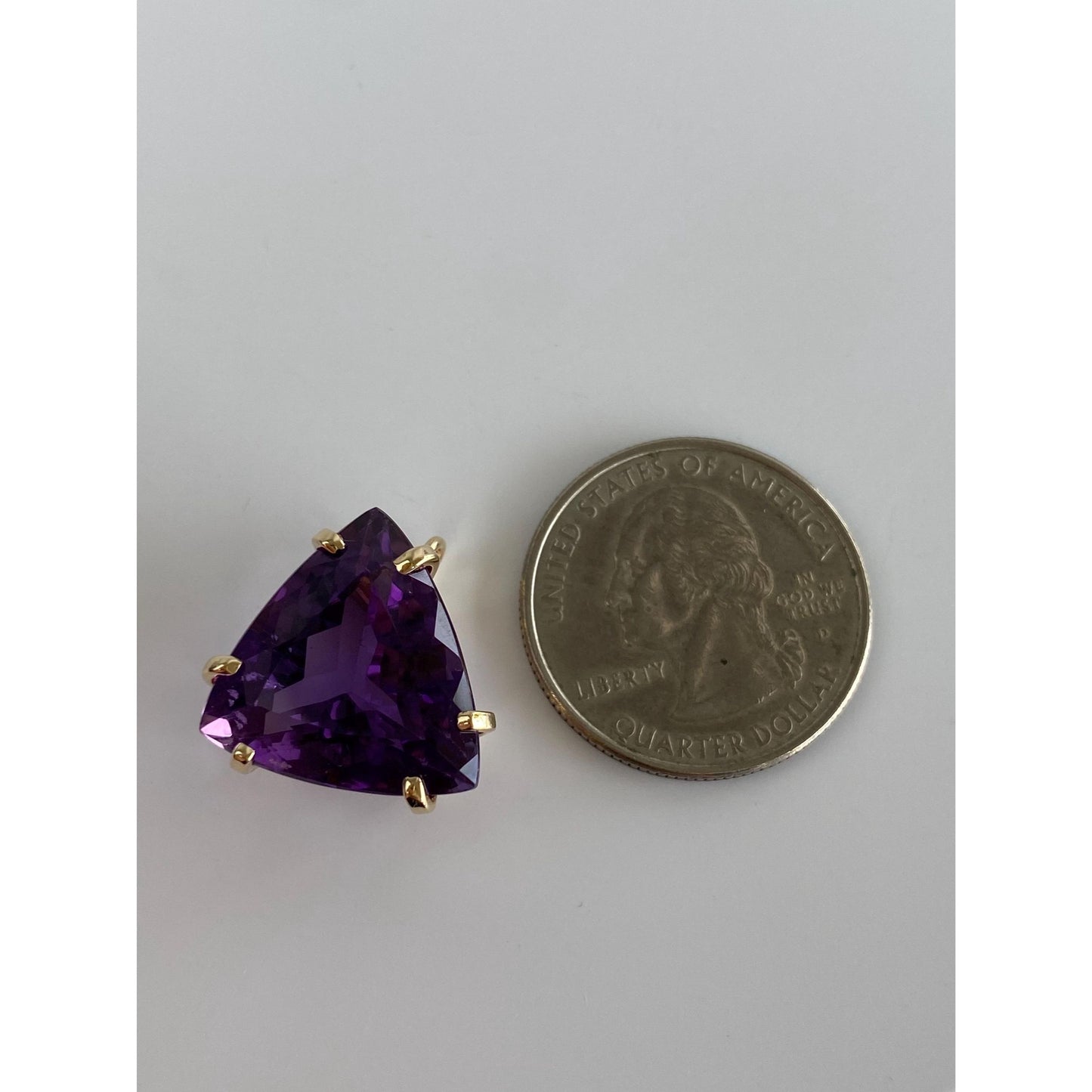 Vintage Solid 14k Yellow Gold Large Amethyst Charm