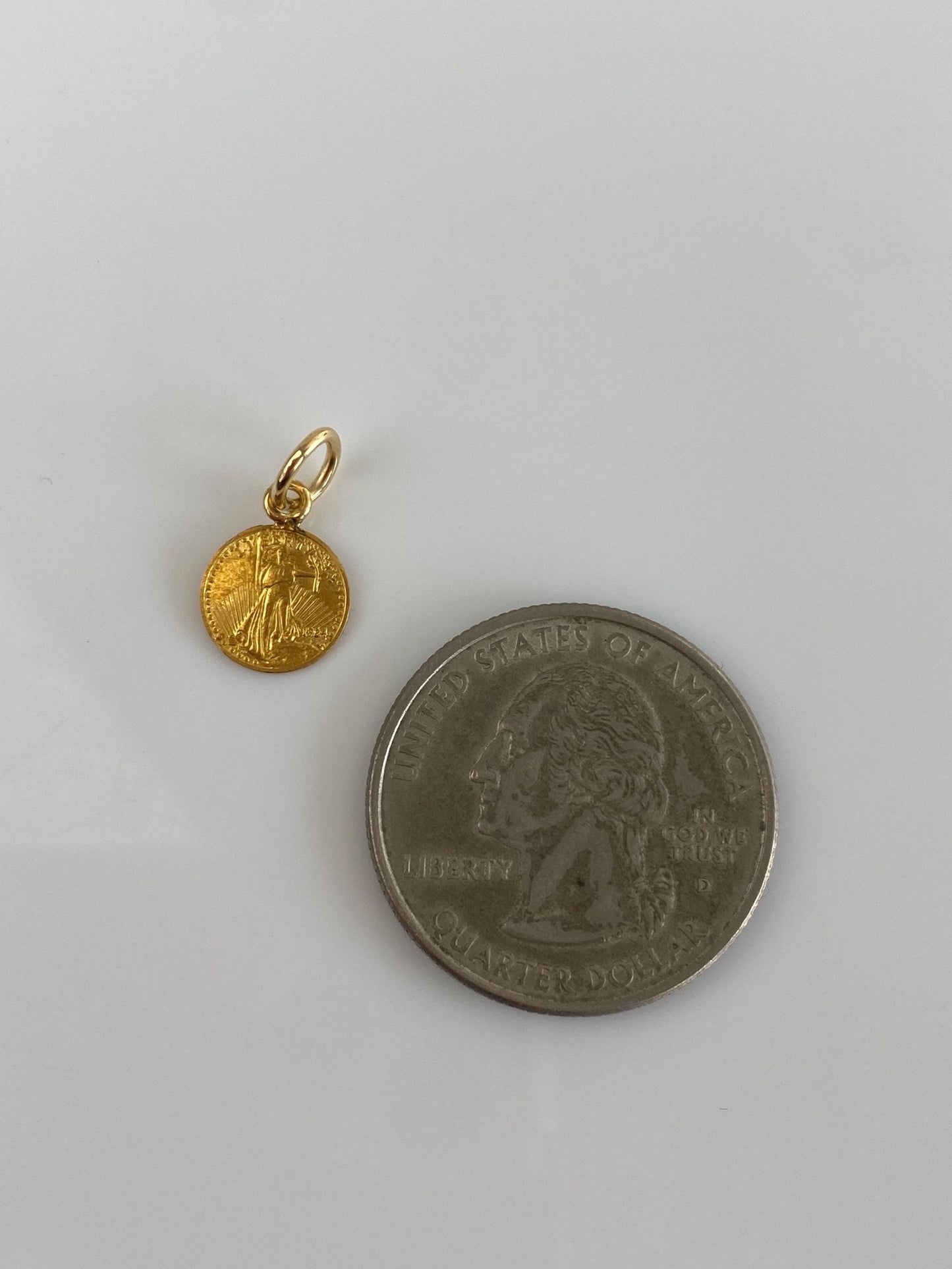 Vintage Solid 18k & 24k Yellow Gold Mini Liberty Coin Charm