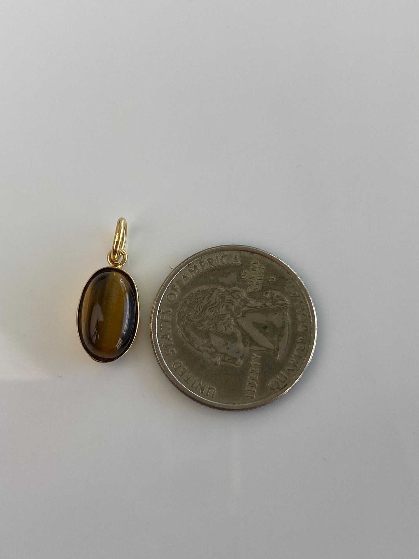 Vintage Solid 18k Yellow Gold Tigers Eye Charm