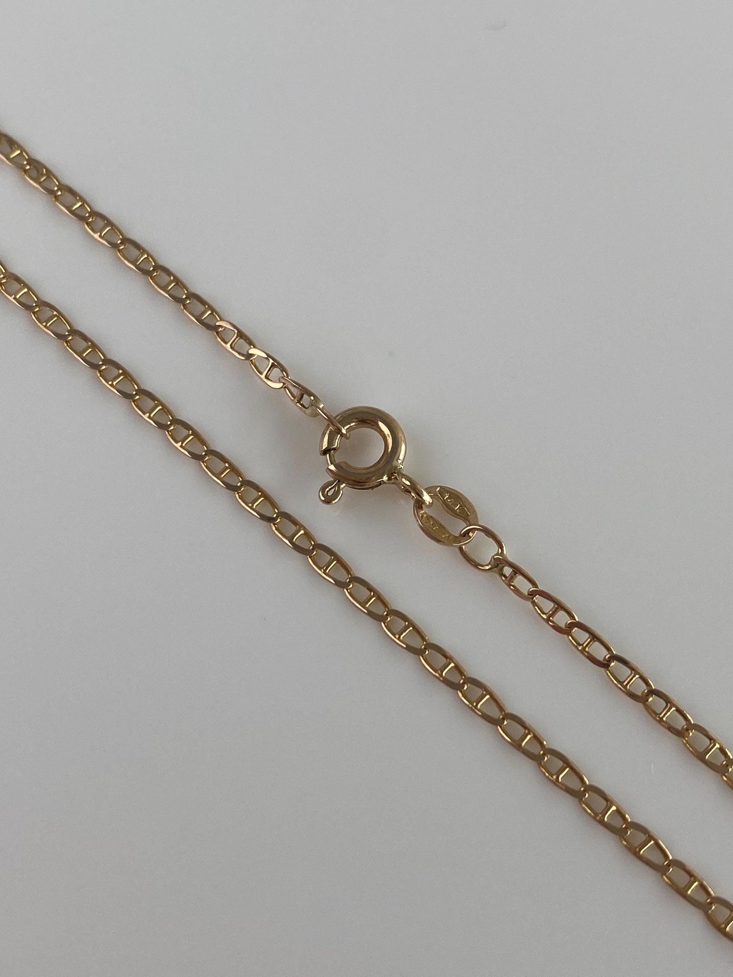 Vintage Solid 14k Yellow Gold Mariner Link Chain Necklace - 16.5 inches