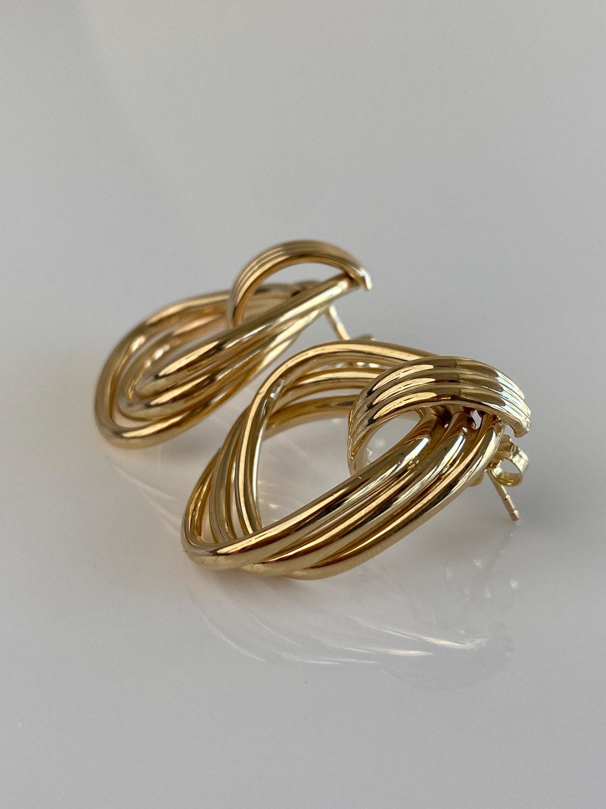 Vintage 14k Yellow Gold Large Layered Drop Earrings
