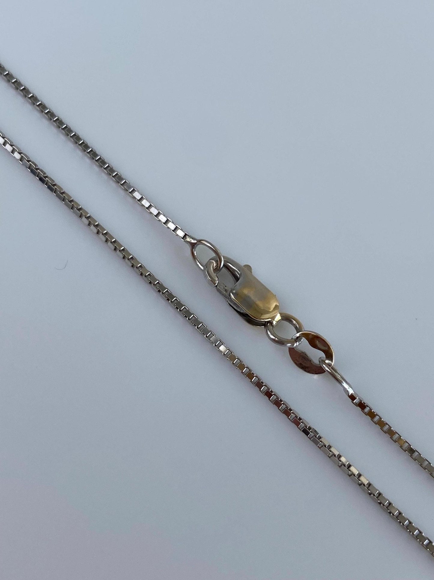 Vintage Solid 14k White Gold Box Chain Necklace - 17.75 inches