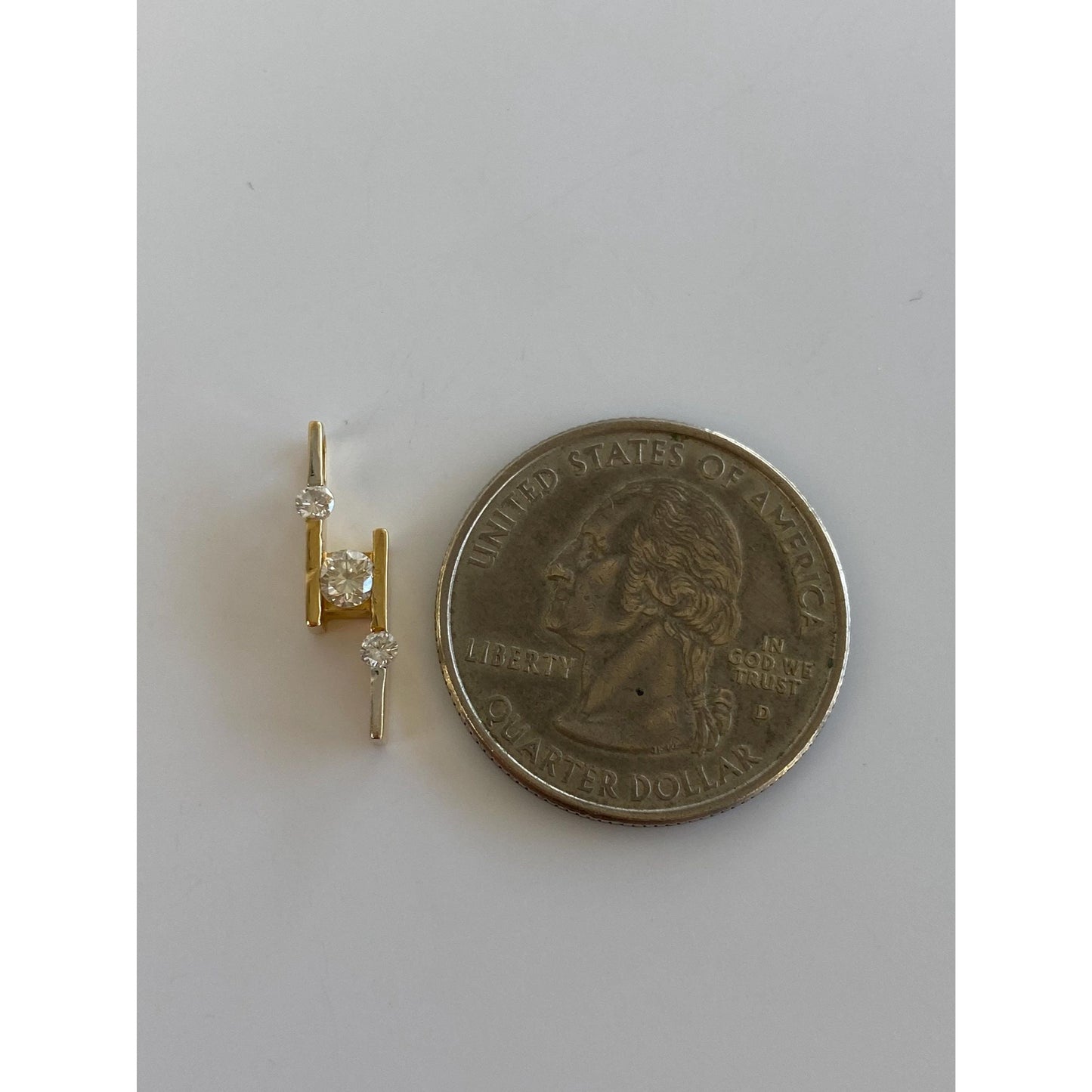 Vintage Solid 18k White & Yellow Gold Diamond Step Slide Charm