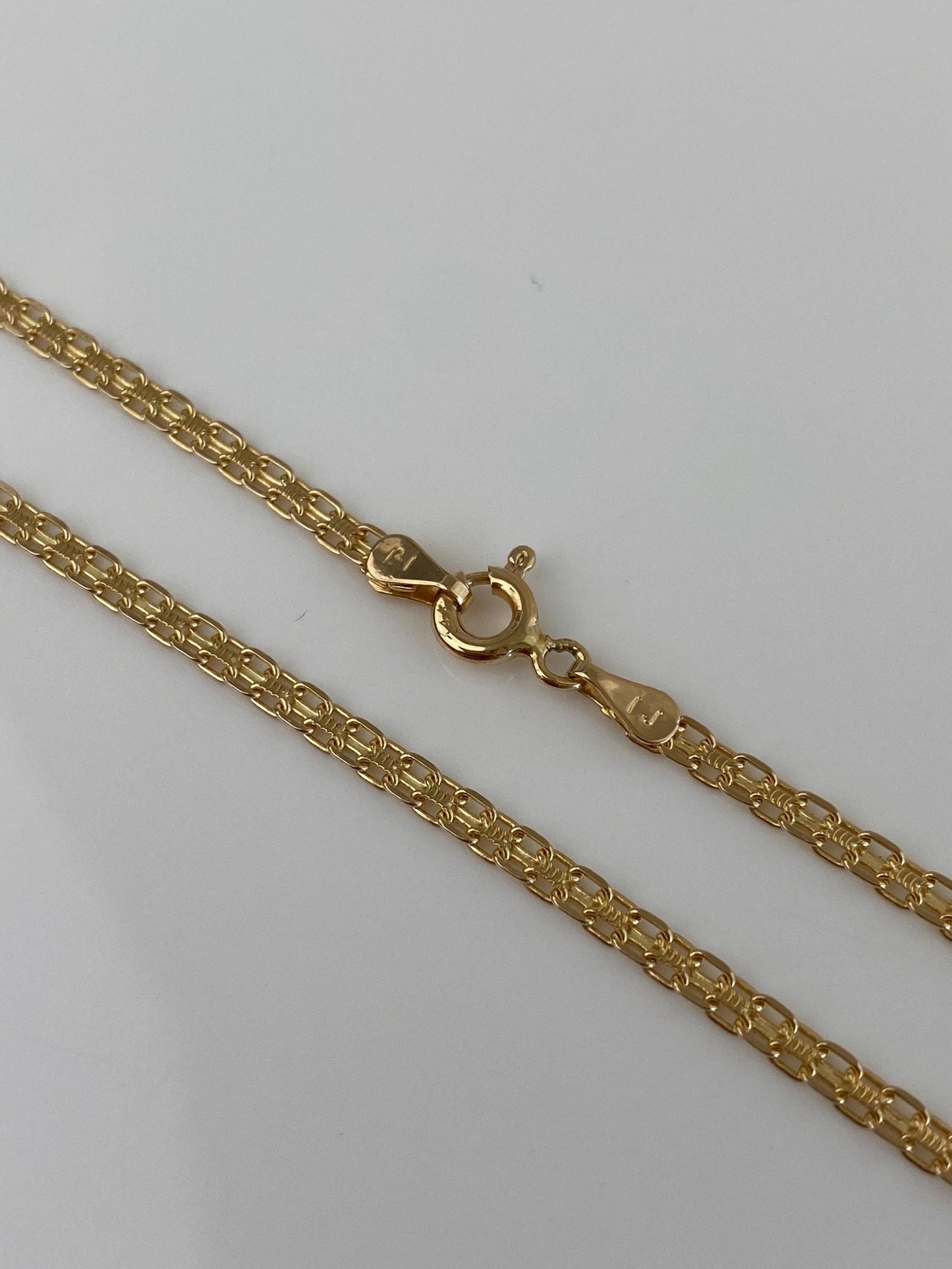 Vintage Solid 14k Yellow Gold Bismark Chain Necklace - 18 inches