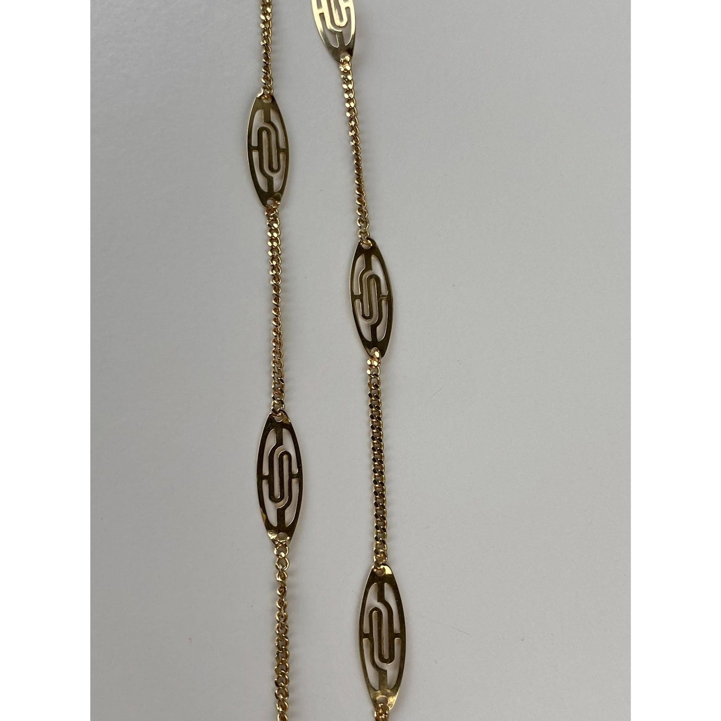 Solid 14k Yellow Gold Long Station Chain Necklace - 30.25 inches