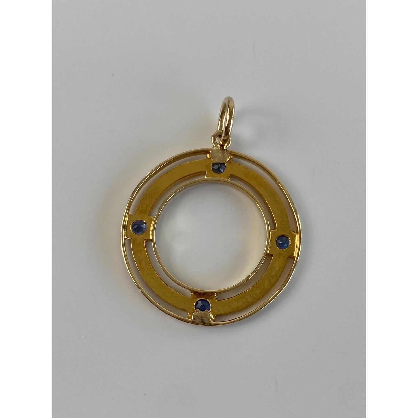 Solid 14k Yellow Gold Topaz Circle Charm