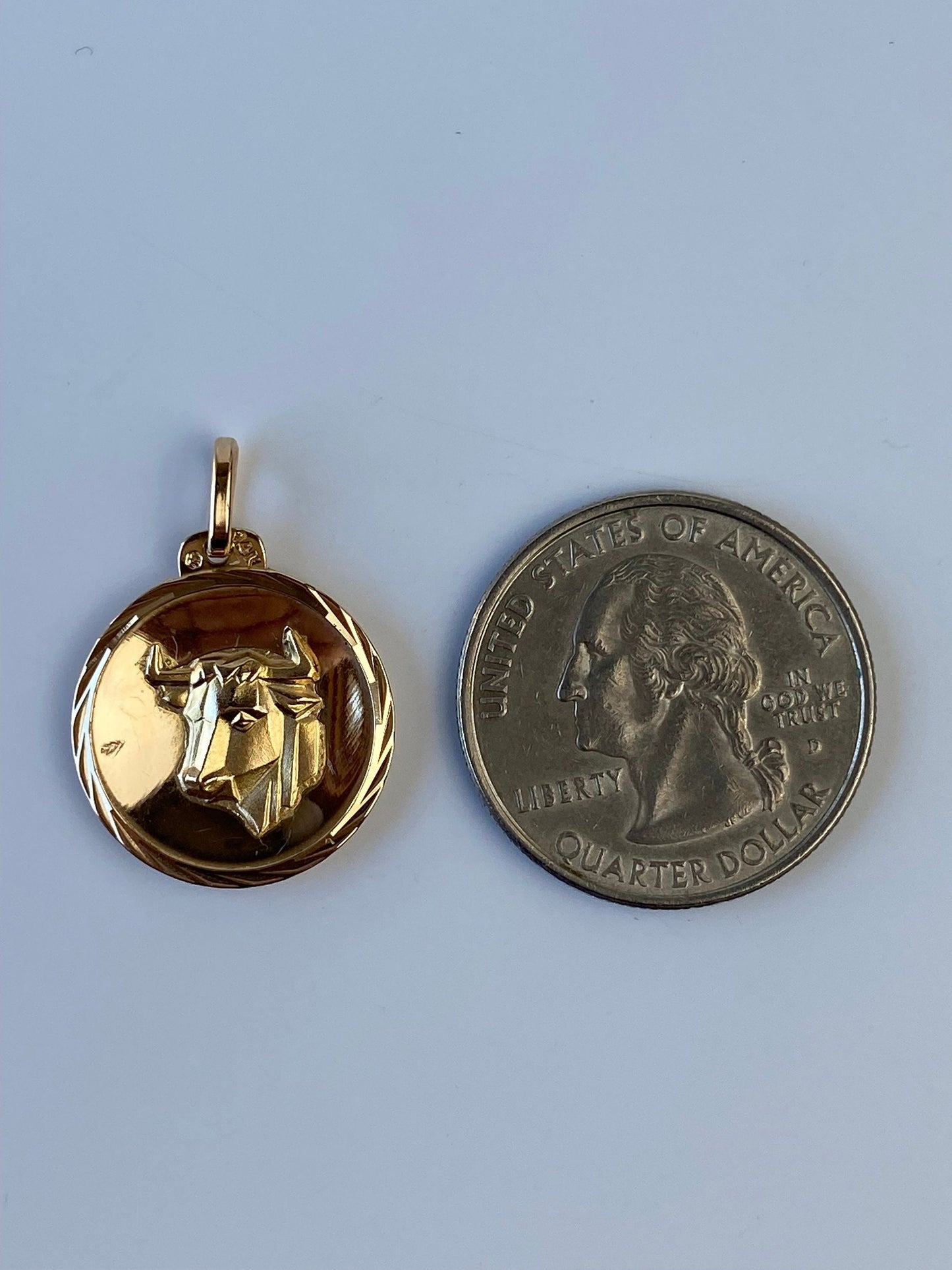 Vintage Solid 14k Yellow Gold Large Taurus Zodiac Charm