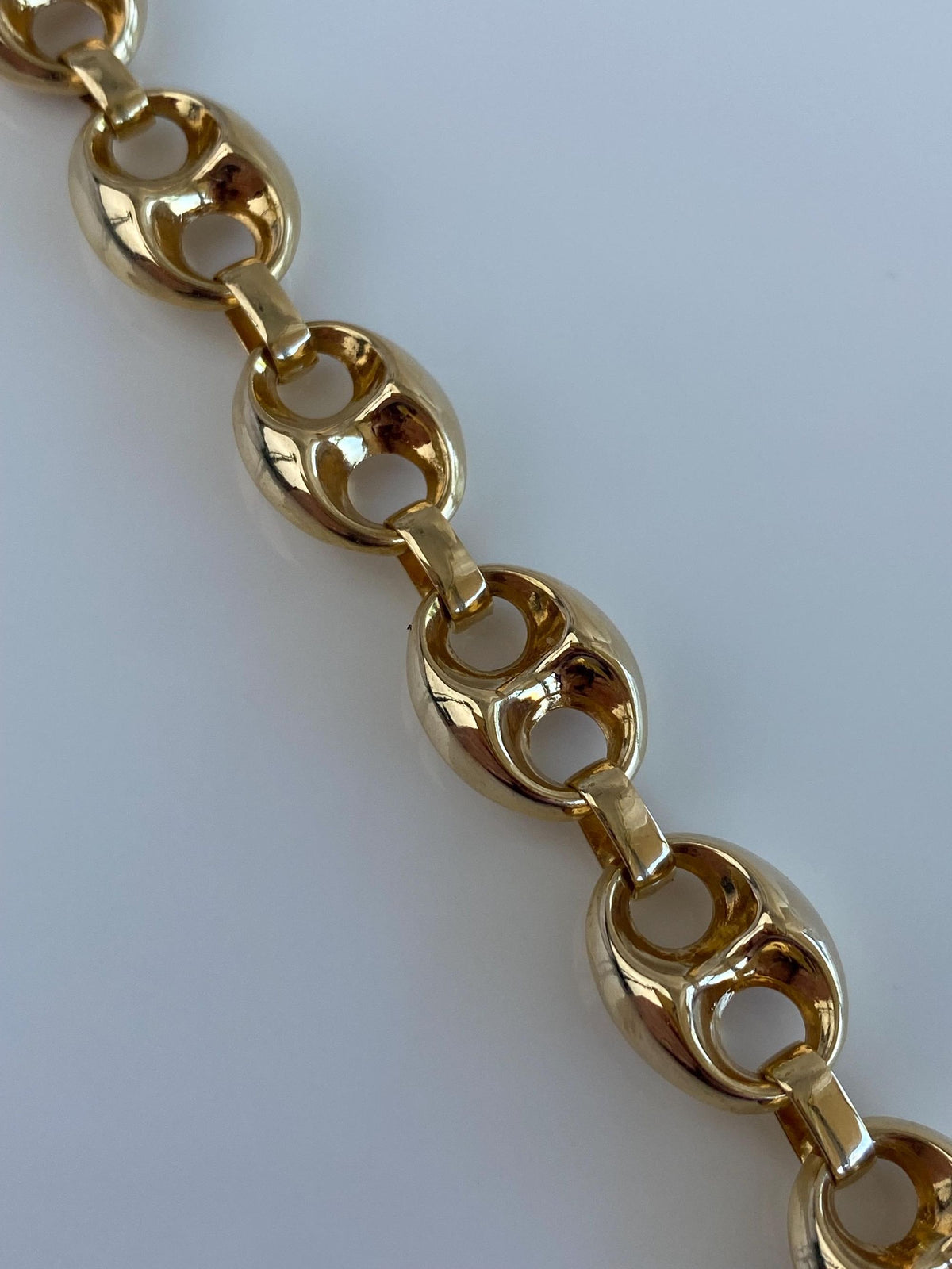 Vintage 14k Yellow Gold Puffy Mariner Link Bracelet - 7.25 inches
