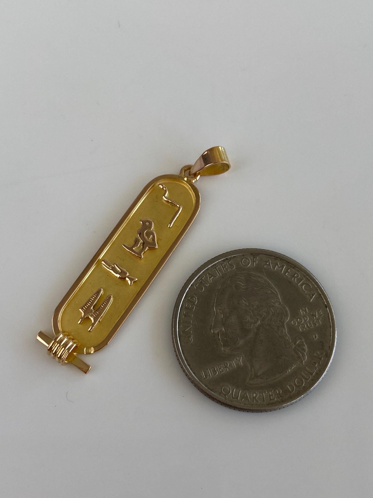 Vintage Solid 18k Yellow Gold Egyptian Cartouche Charm