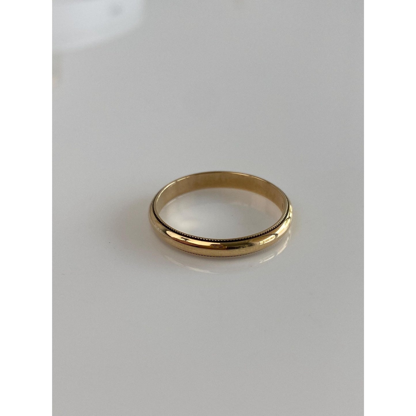 Vintage Solid 14k Yellow Gold Milgrain Ring Band - Size 9.75