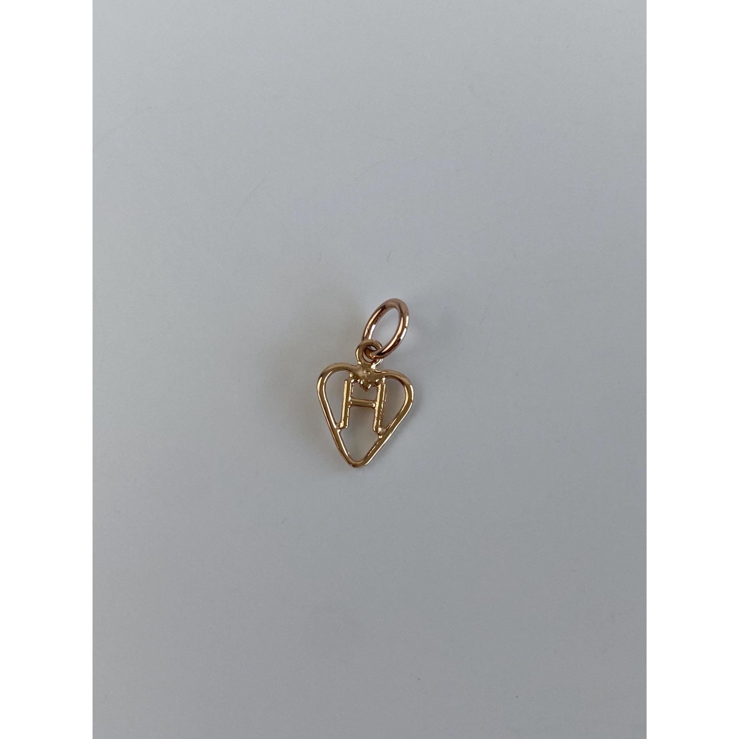 Solid 14k Rose Gold H Heart Charm