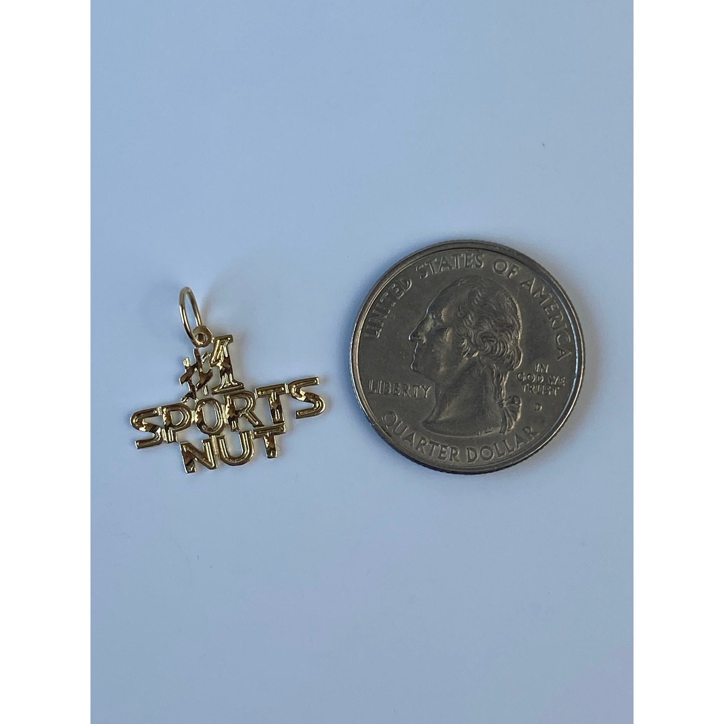Vintage Solid 14k Yellow Gold Diamond Cut '#1 Sports Nut' Charm