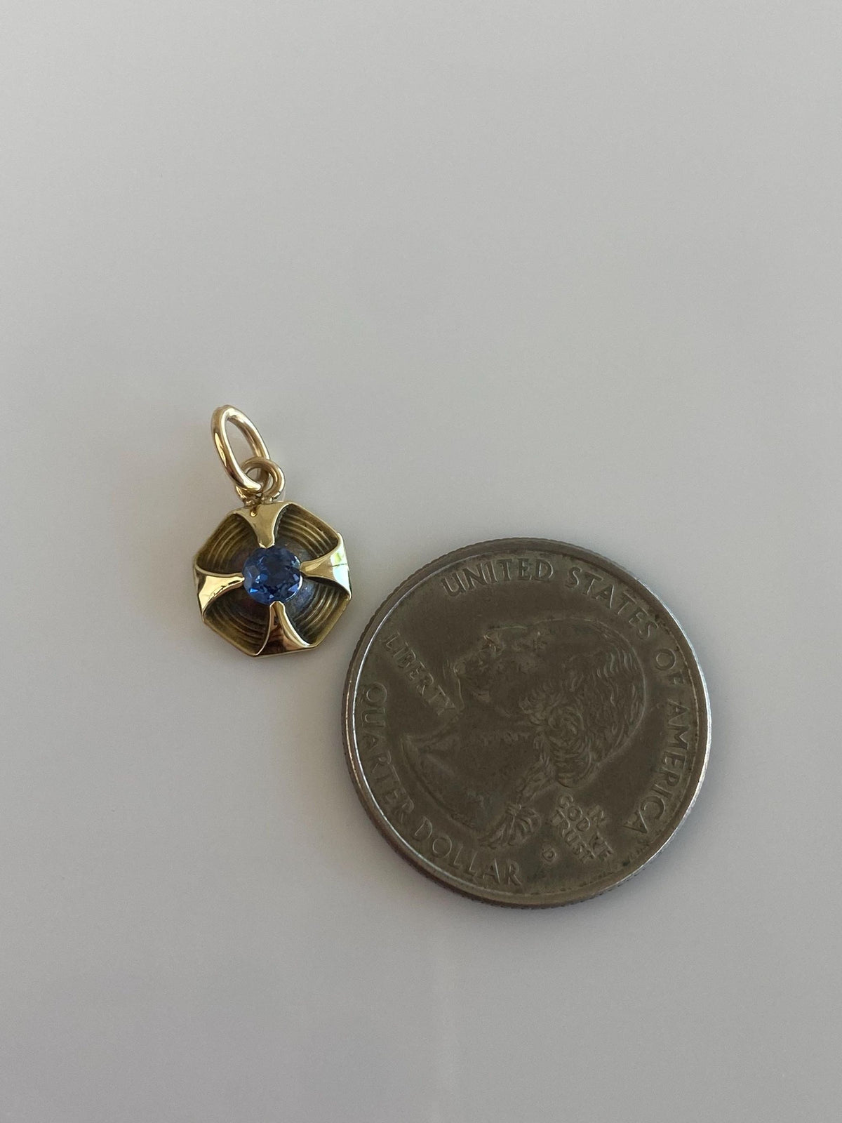 Vintage 14k Yellow Gold Blue Sapphire Stick Pin Conversion Charm