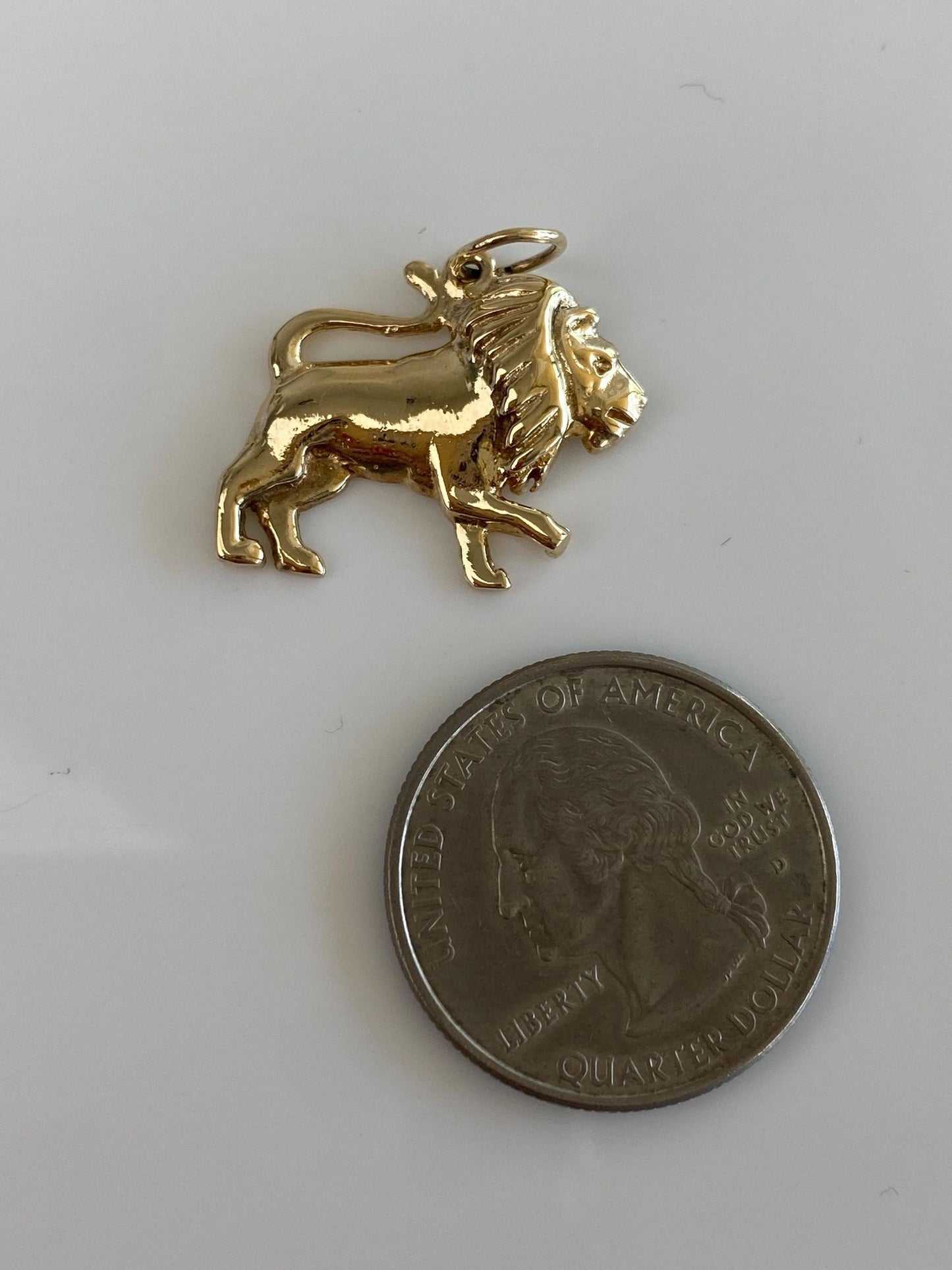 Vintage Solid 14k Yellow Gold Lion Charm