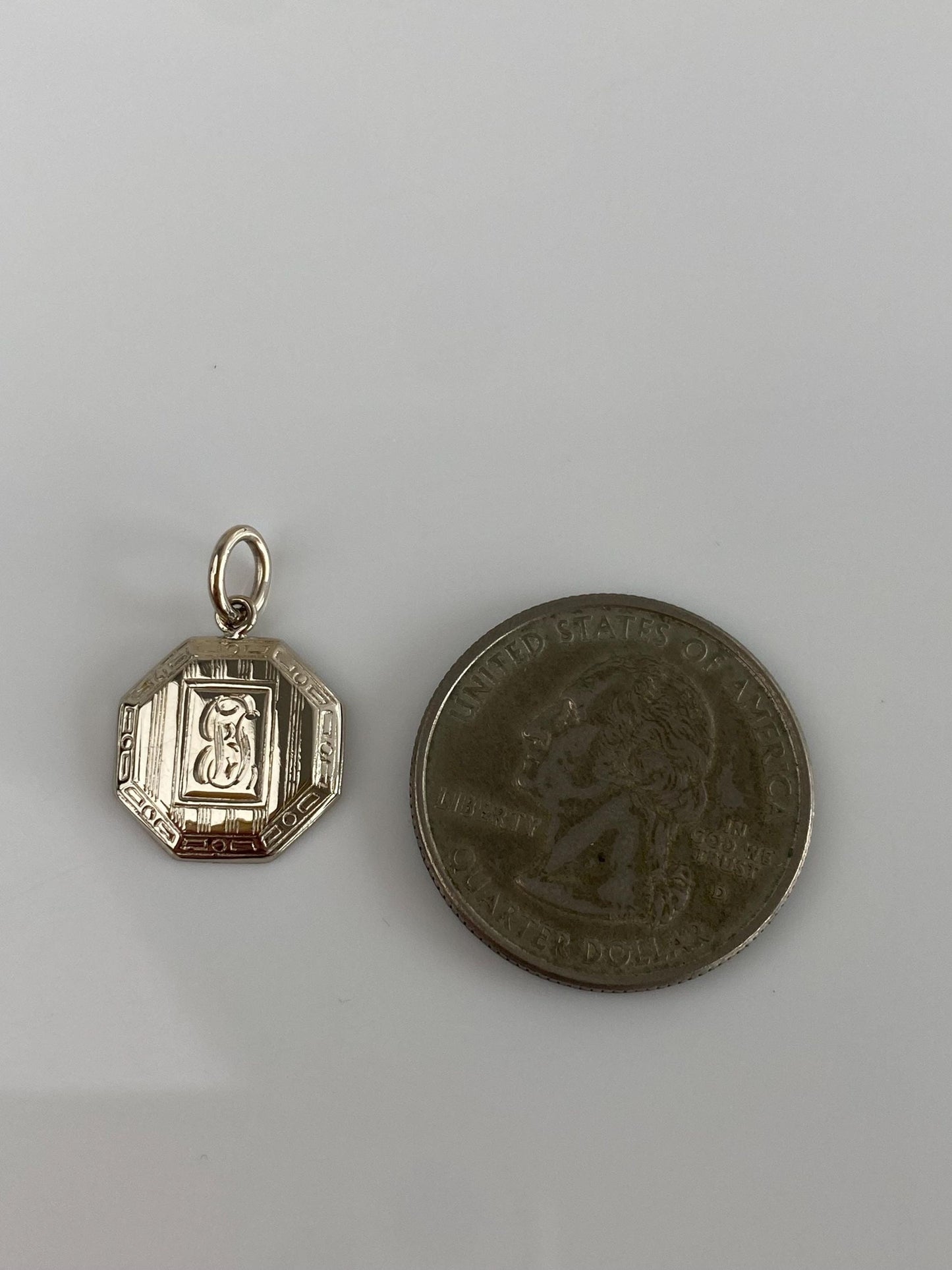 Vintage Solid 14k White Gold Cufflink Conversion Charm