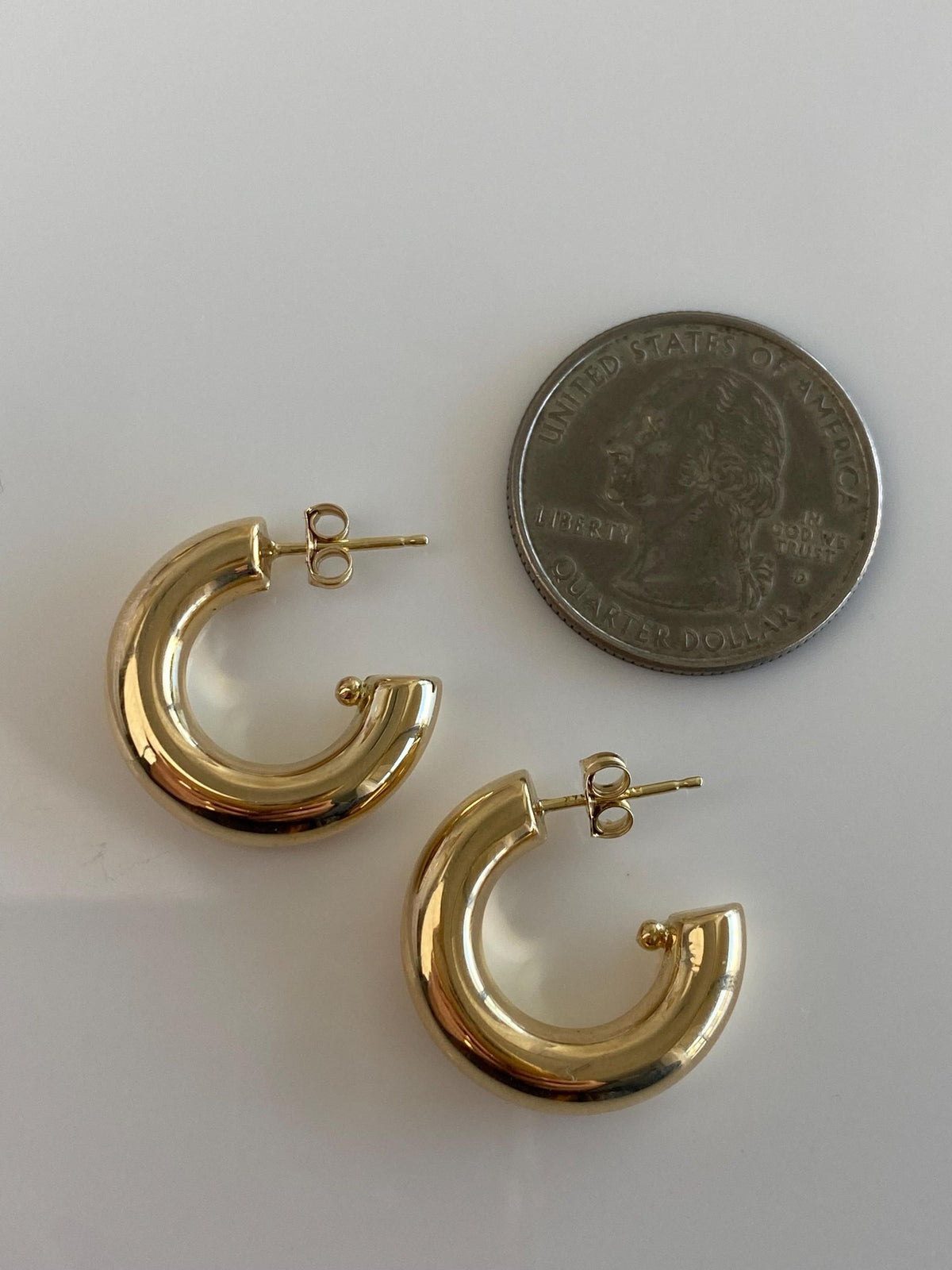 Vintage 14k Yellow Gold Chunky Hoop Stud Earrings
