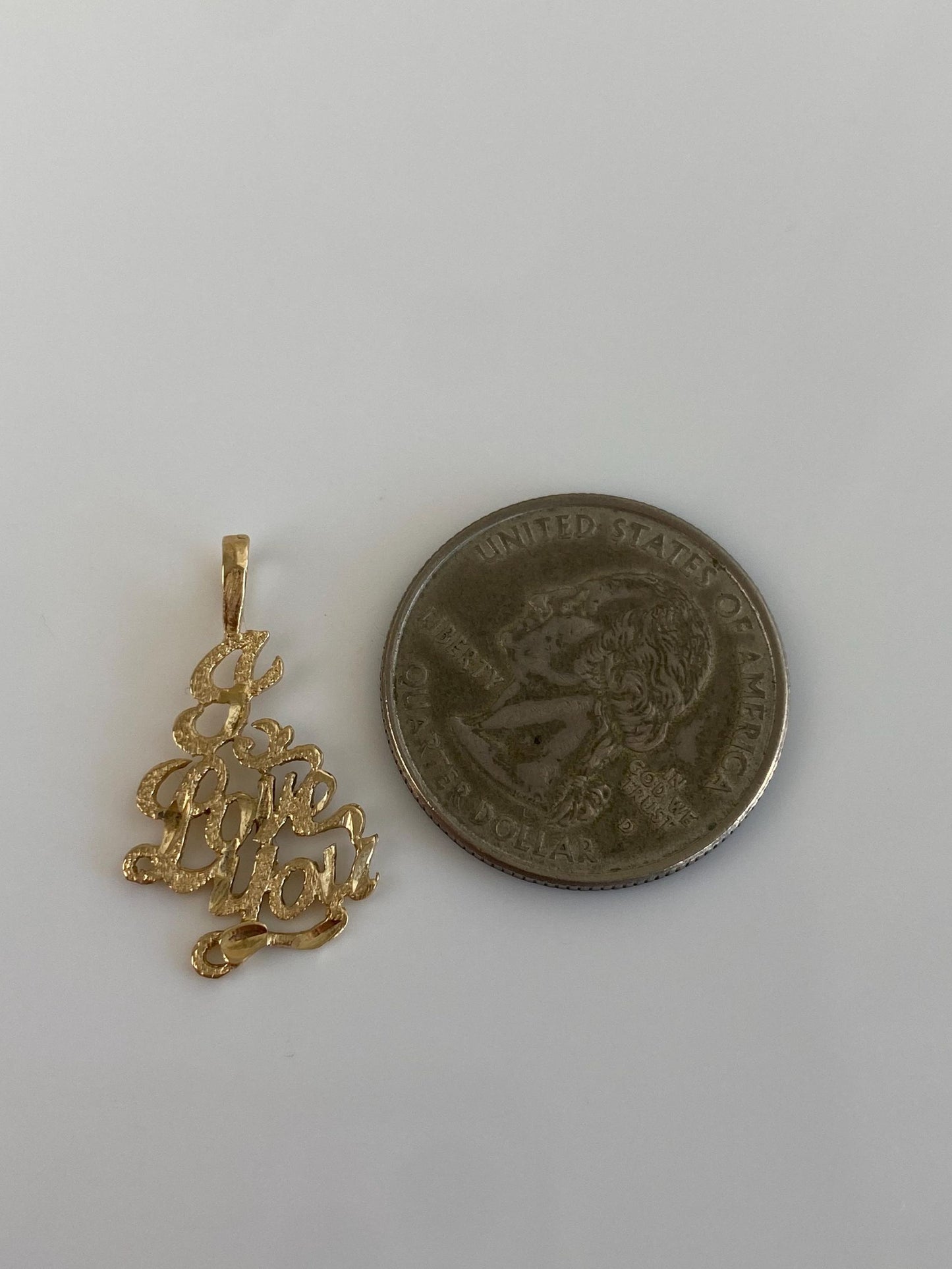 Vintage Solid 14k Yellow Gold 'I Love You' Charm
