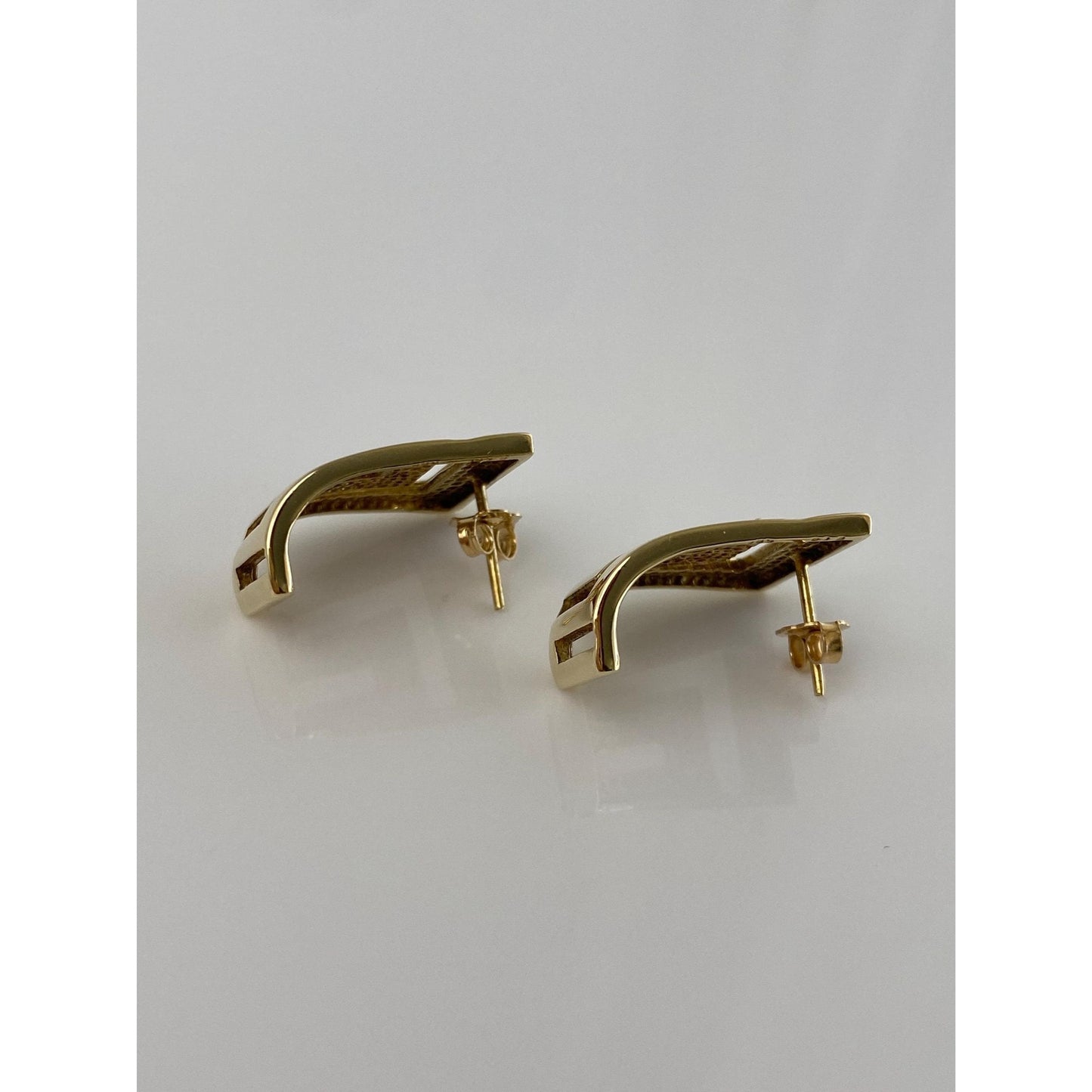 Solid 14k Yellow Gold Greek Key Drop Earrings