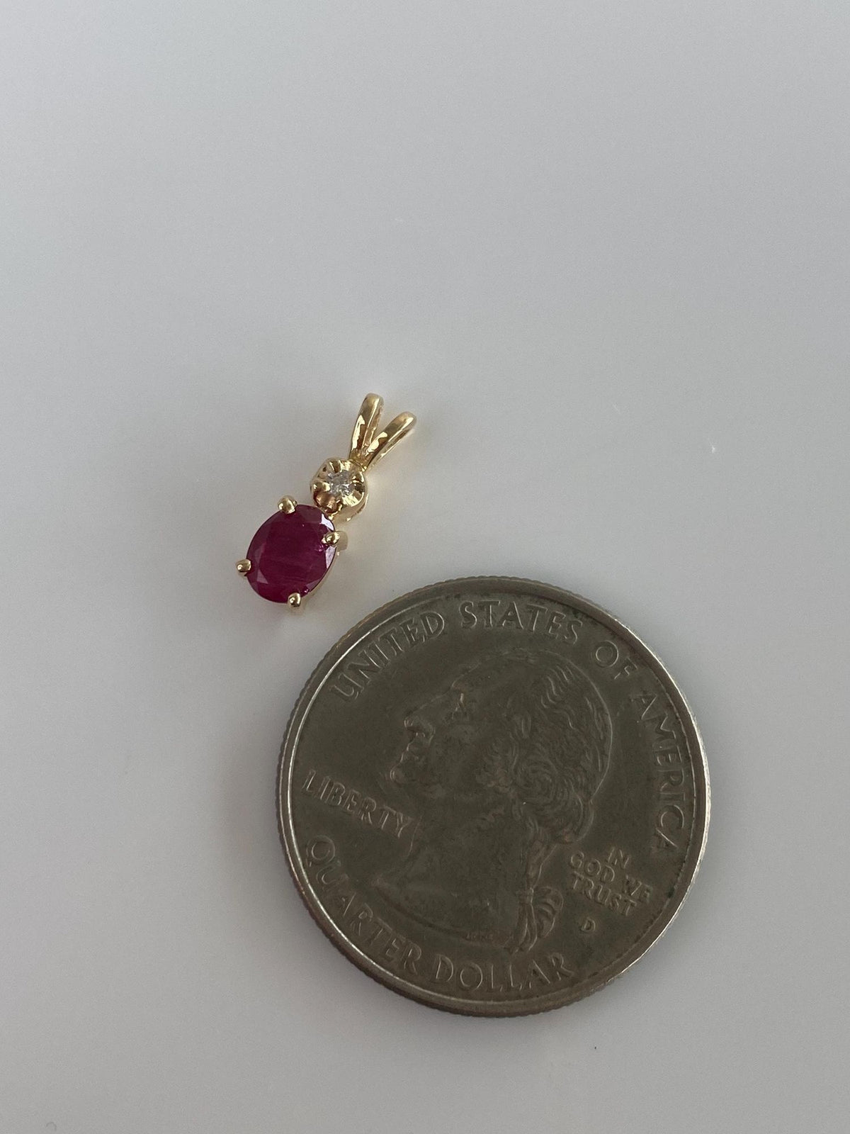 Vintage Solid 14k Yellow Gold Ruby Diamond Charm