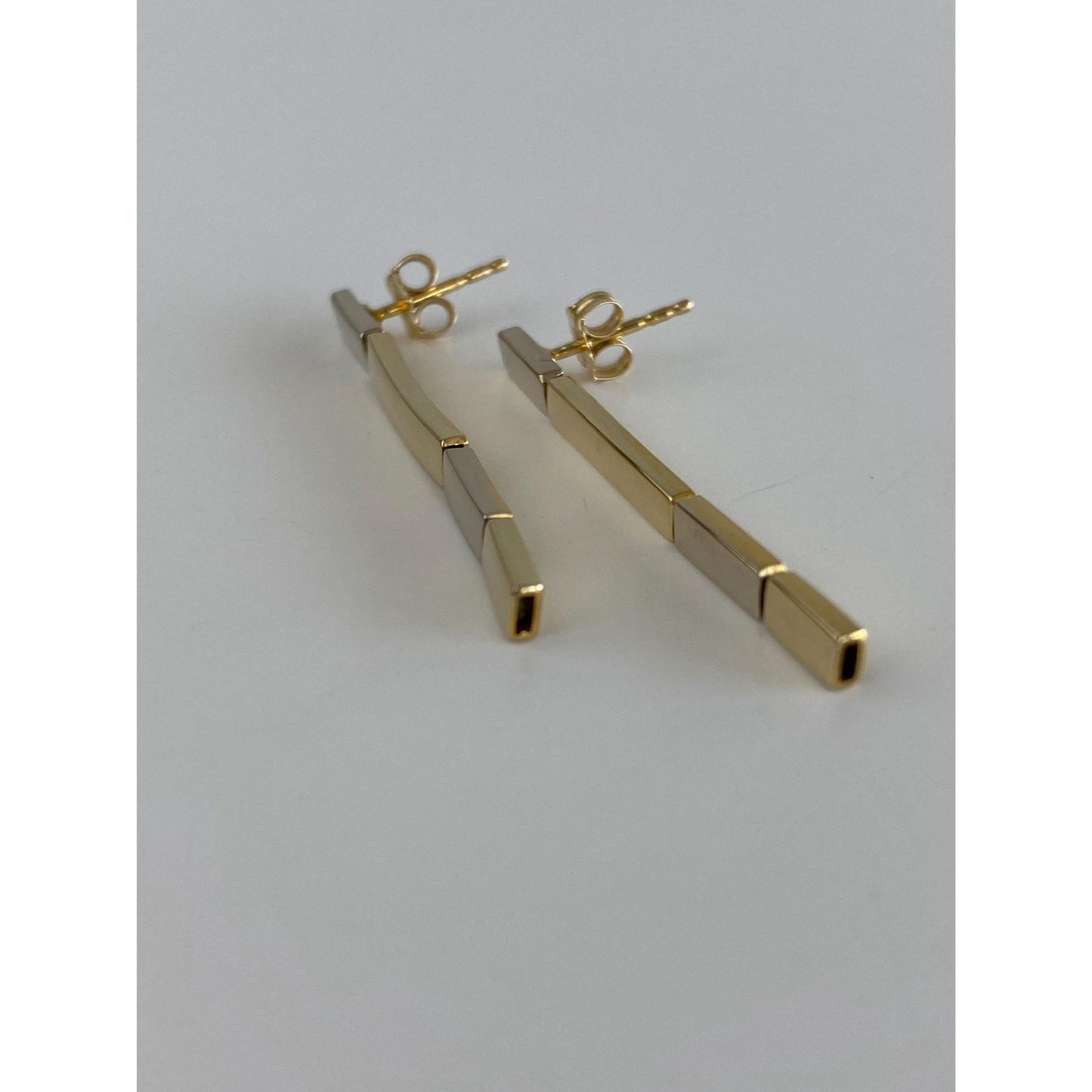 Vintage Solid 14k Yellow Gold Link Dangle Stud Earrings