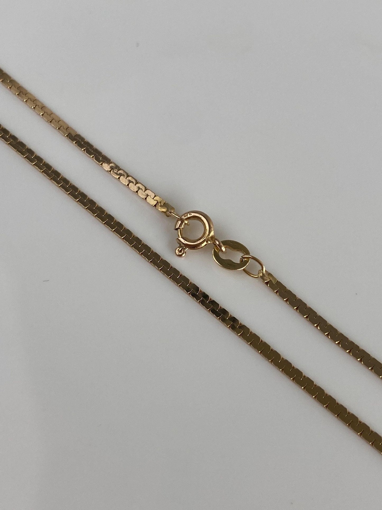 Vintage Solid 14k Yellow Gold Flat Zipper Chain Necklace - 18 inches